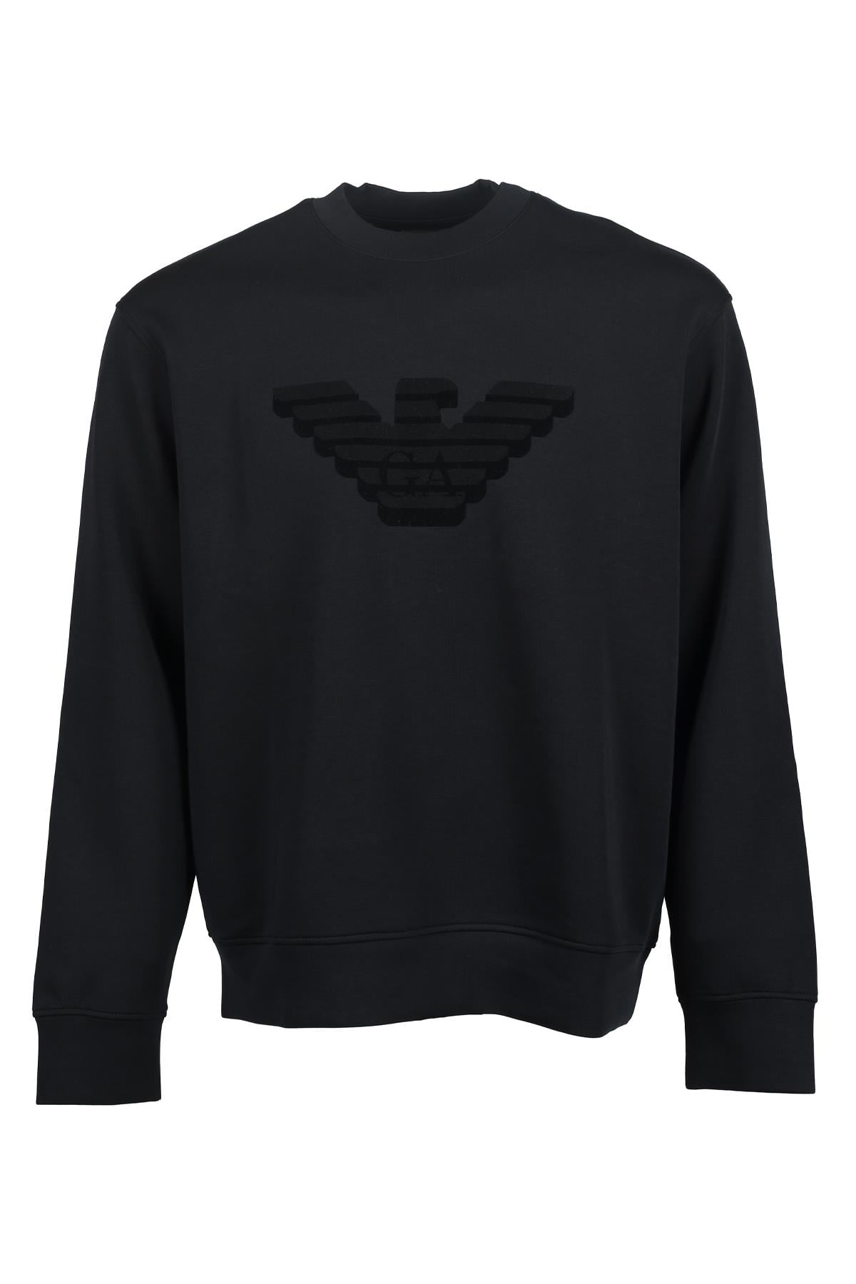 Emporio Armani Emporıo Armani Erkek Dokuma Kumaş Düz Bisiklet Yaka Siyah1 Sweatshirt 6R1MG7 1JHSZ-09S8