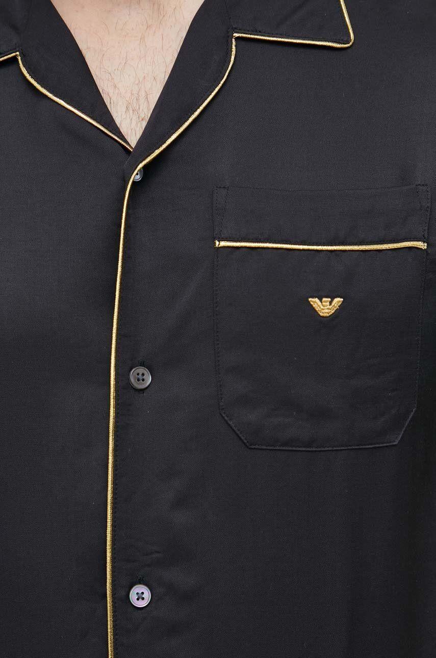 Emporio Armani Emporıo Armani Erkek Dokuma Kumaş Marka Logolu Siyah Gömlek 3R1CQ0 1NXLZ-0999
