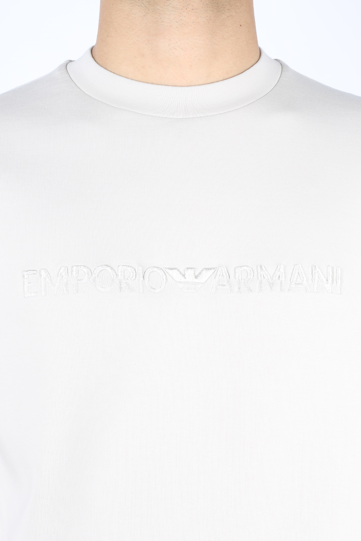 Emporio Armani Emporıo Armani Erkek Dokuma Kumaş Regular Fit Yuvarlak Yaka Uzun Kollu Gümüş Sweatshirt EM001126 AF10013-U1098