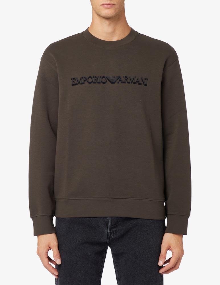 Emporio Armani Emporıo Armani Erkek Dokuma Kumaş Düz Bisiklet Yaka Yeşil Sweatshirt 6R1MG7 1JHSZ-05D0