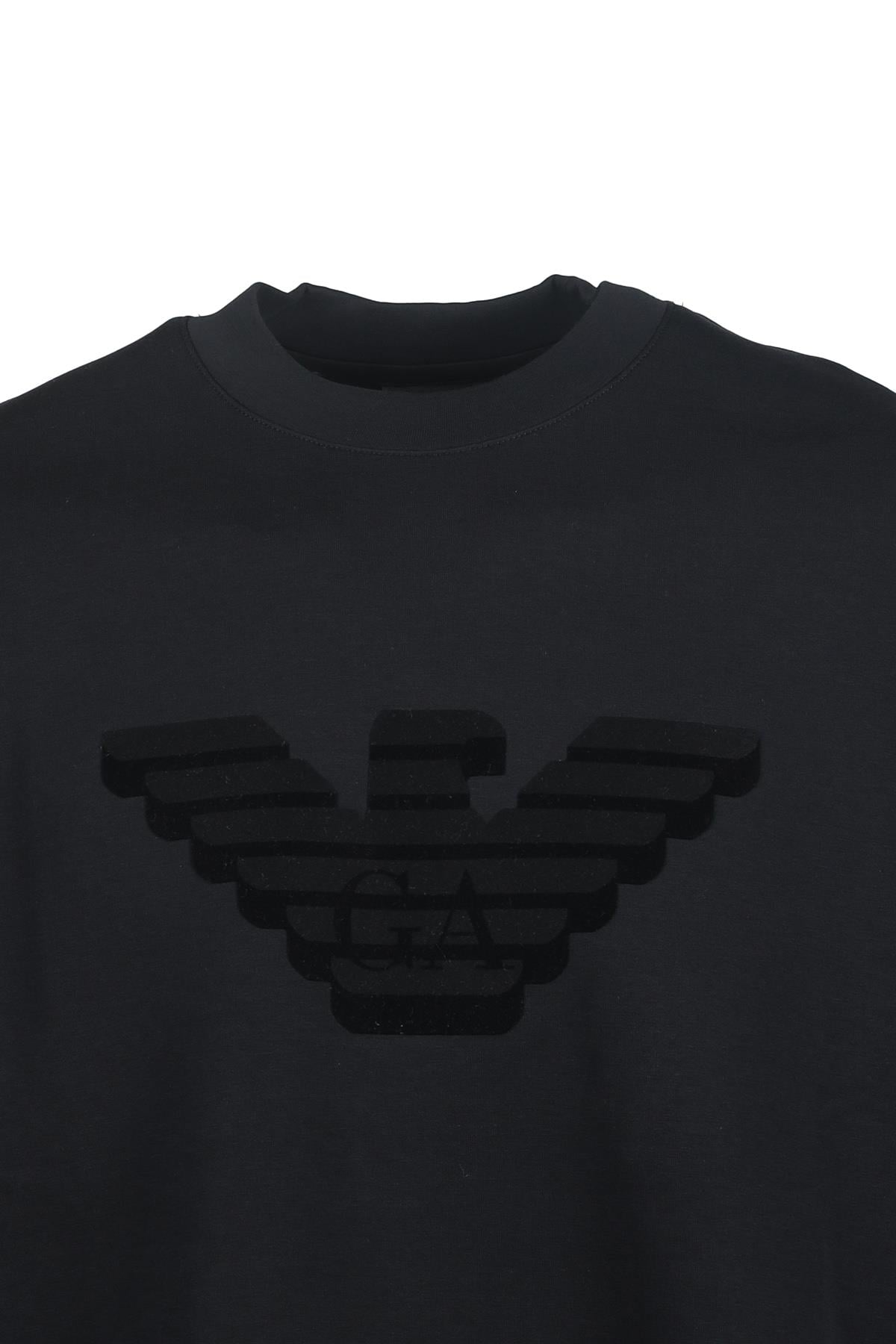 Emporio Armani Emporıo Armani Erkek Dokuma Kumaş Düz Bisiklet Yaka Siyah1 Sweatshirt 6R1MG7 1JHSZ-09S8