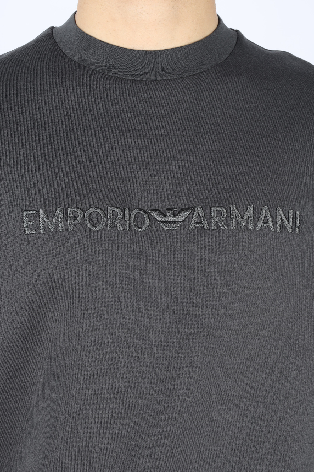 Emporio Armani Emporıo Armani Erkek Dokuma Kumaş Regular Fit Yuvarlak Yaka Uzun Kollu Siyah Sweatshirt EM001126 AF10013-U8168