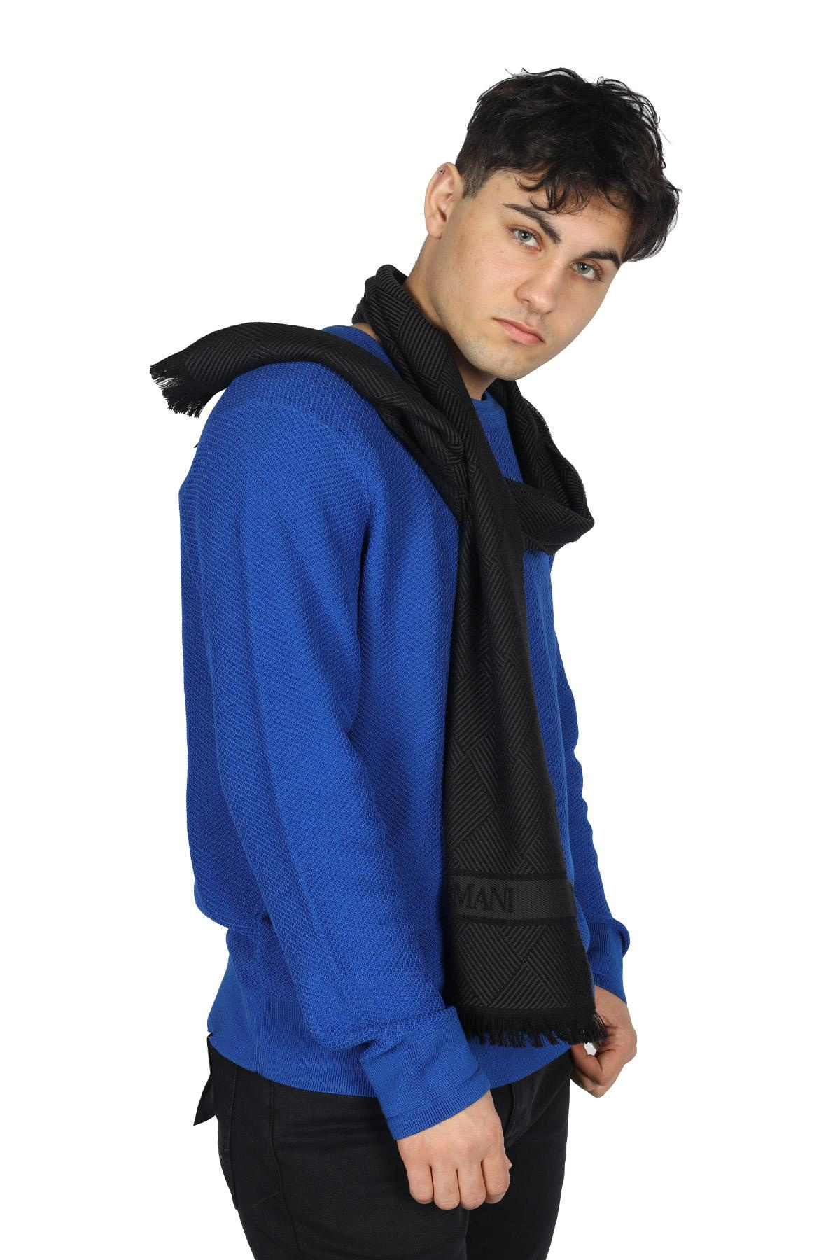 Emporio Armani Emporıo Armani Erkek Dokuma Kumaş Marka Logolu Antrasit Şal & Eşarp & Fular 625011 0A311-00020