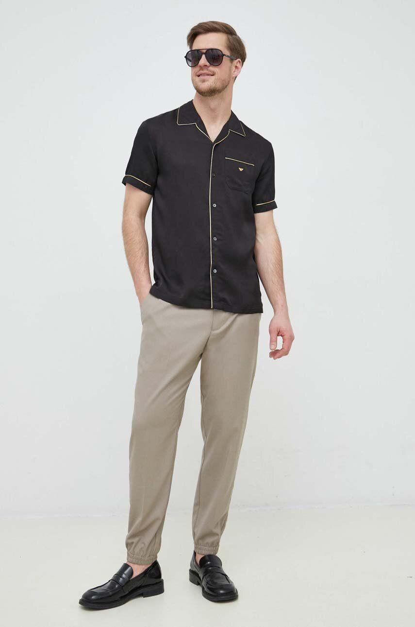 Emporio Armani Emporıo Armani Erkek Dokuma Kumaş Marka Logolu Siyah Gömlek 3R1CQ0 1NXLZ-0999