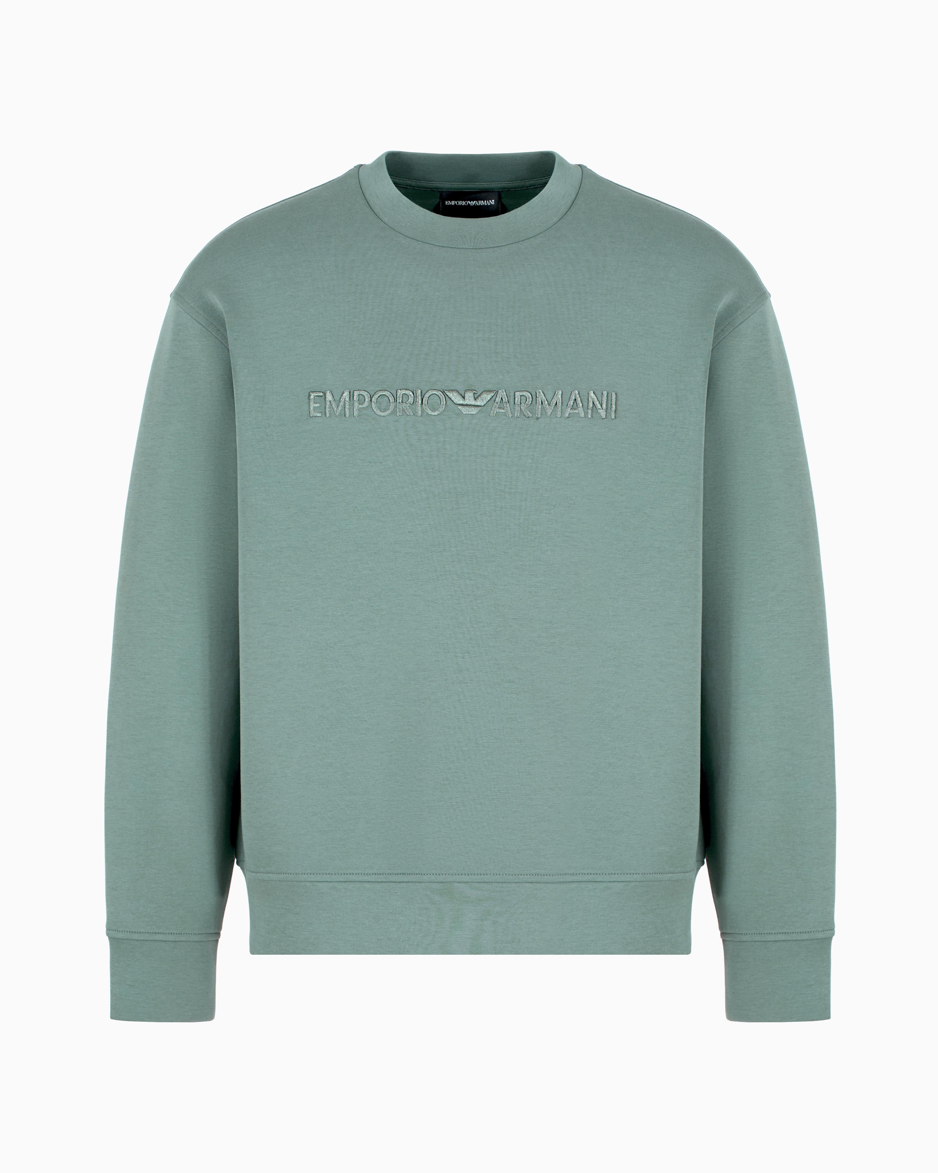 EMPORIO ARMANI Emporıo Armani Erkek Dokuma Kumaş Regular Fit Yuvarlak Yaka Uzun Kollu Yeşil Sweatshirt EM001126 AF10013-U9083