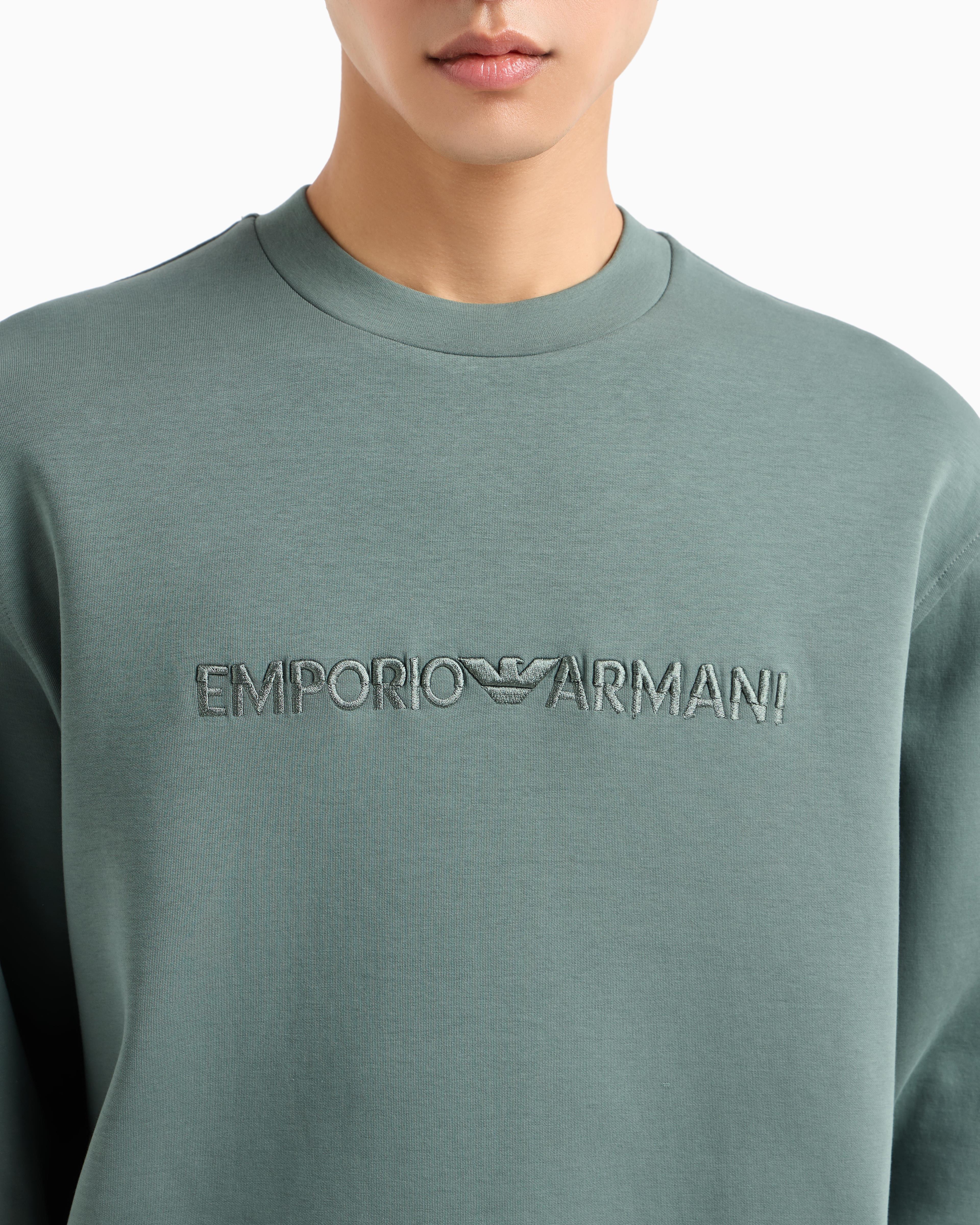 EMPORIO ARMANI Emporıo Armani Erkek Dokuma Kumaş Regular Fit Yuvarlak Yaka Uzun Kollu Yeşil Sweatshirt EM001126 AF10013-U9083