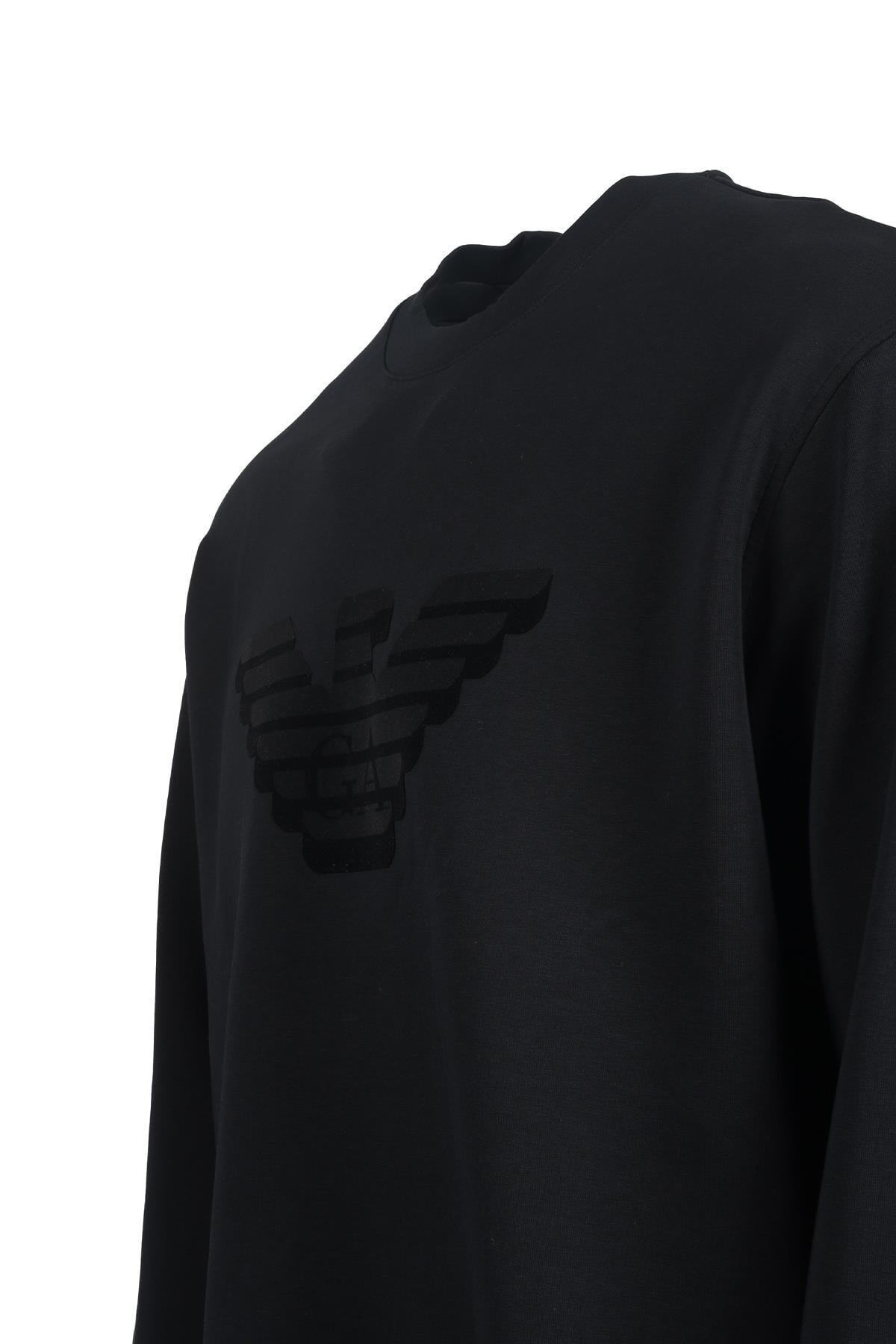 Emporio Armani Emporıo Armani Erkek Dokuma Kumaş Düz Bisiklet Yaka Siyah1 Sweatshirt 6R1MG7 1JHSZ-09S8