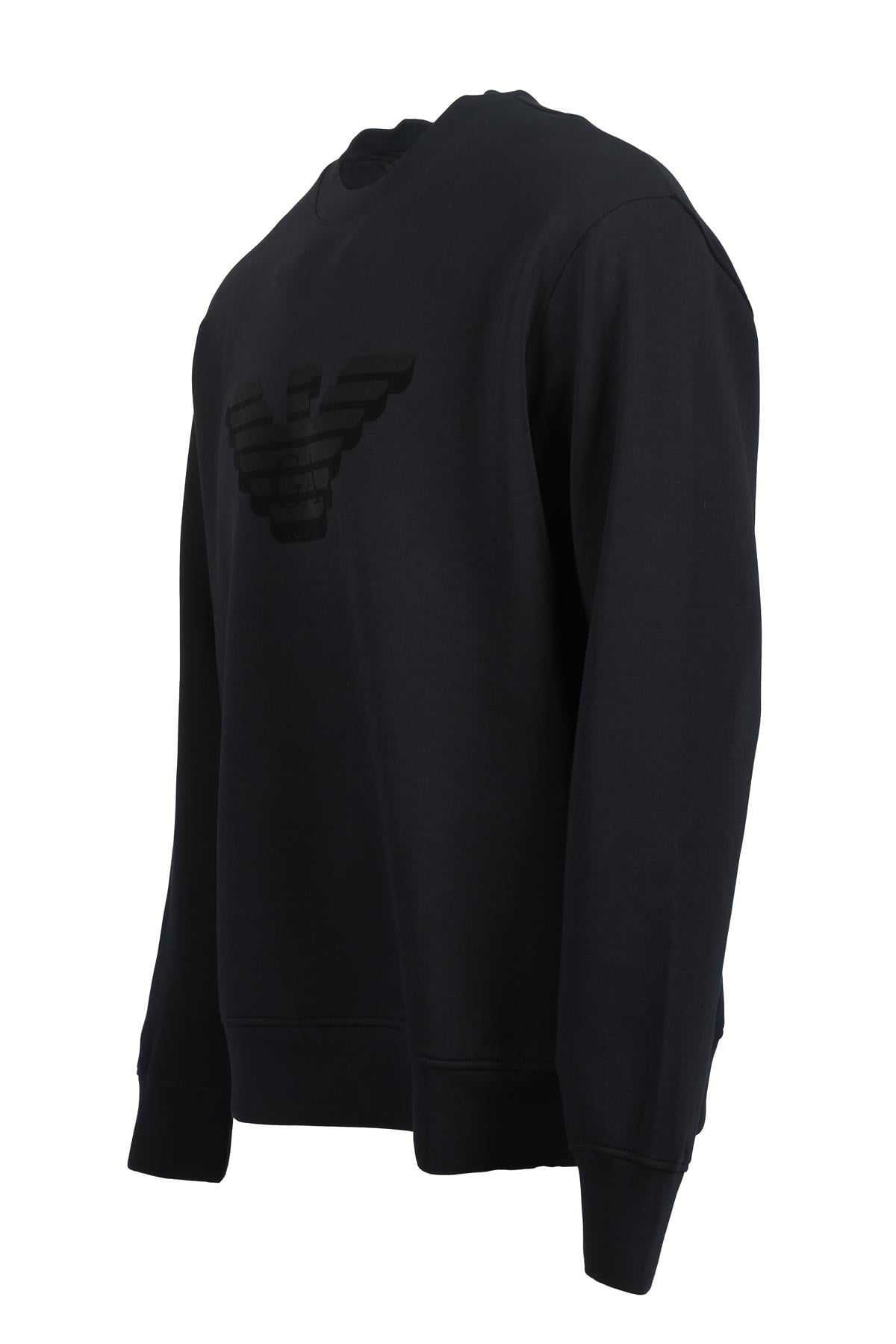 Emporio Armani Emporıo Armani Erkek Dokuma Kumaş Düz Bisiklet Yaka Siyah1 Sweatshirt 6R1MG7 1JHSZ-09S8