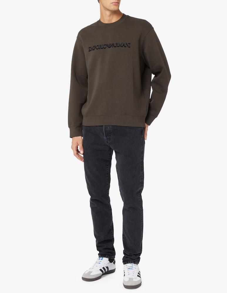 Emporio Armani Emporıo Armani Erkek Dokuma Kumaş Düz Bisiklet Yaka Yeşil Sweatshirt 6R1MG7 1JHSZ-05D0