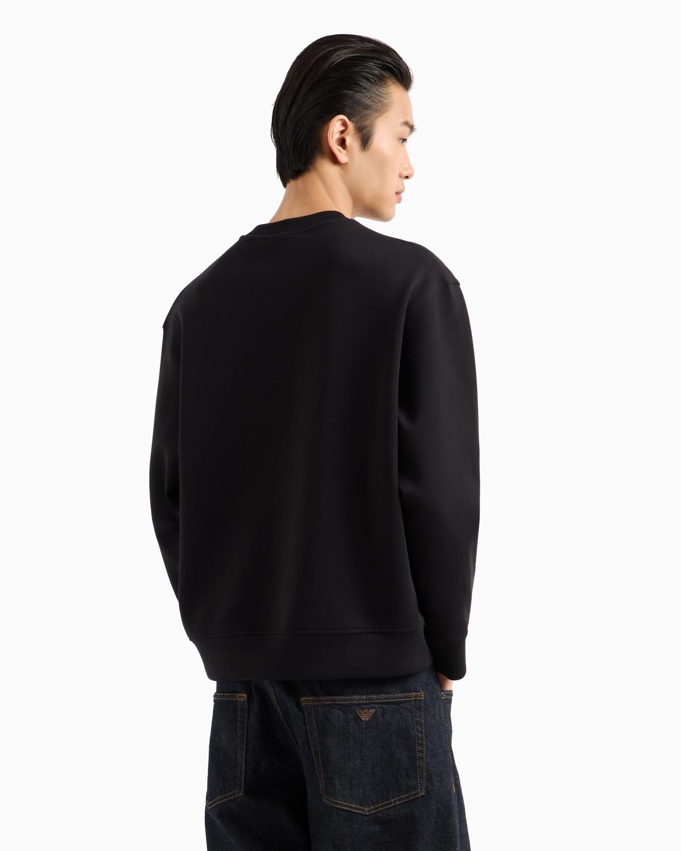 EMPORIO ARMANI Emporıo Armani Erkek Dokuma Kumaş Regular Fit Yuvarlak Yaka Uzun Kollu Siyah Sweatshirt EM001126 AF10013-UC001