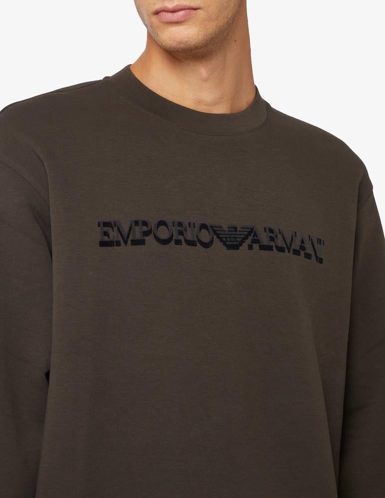 Emporio Armani Emporıo Armani Erkek Dokuma Kumaş Düz Bisiklet Yaka Yeşil Sweatshirt 6R1MG7 1JHSZ-05D0