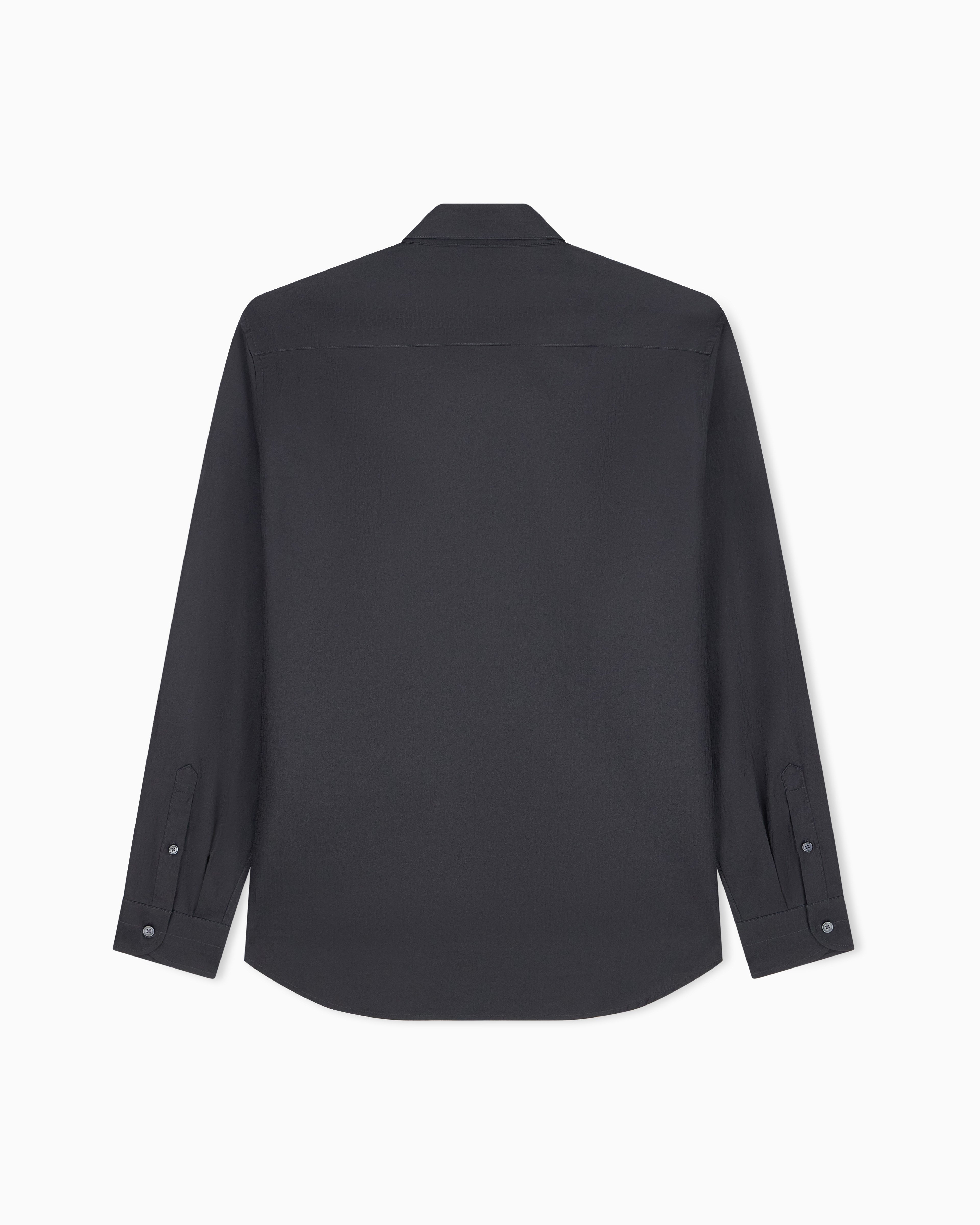Emporio Armani Emporıo Armani Erkek Düğme Kapama Uzun Kol Çentikli Yaka Siyah1 Gömlek EM006704 AF18123-FC080