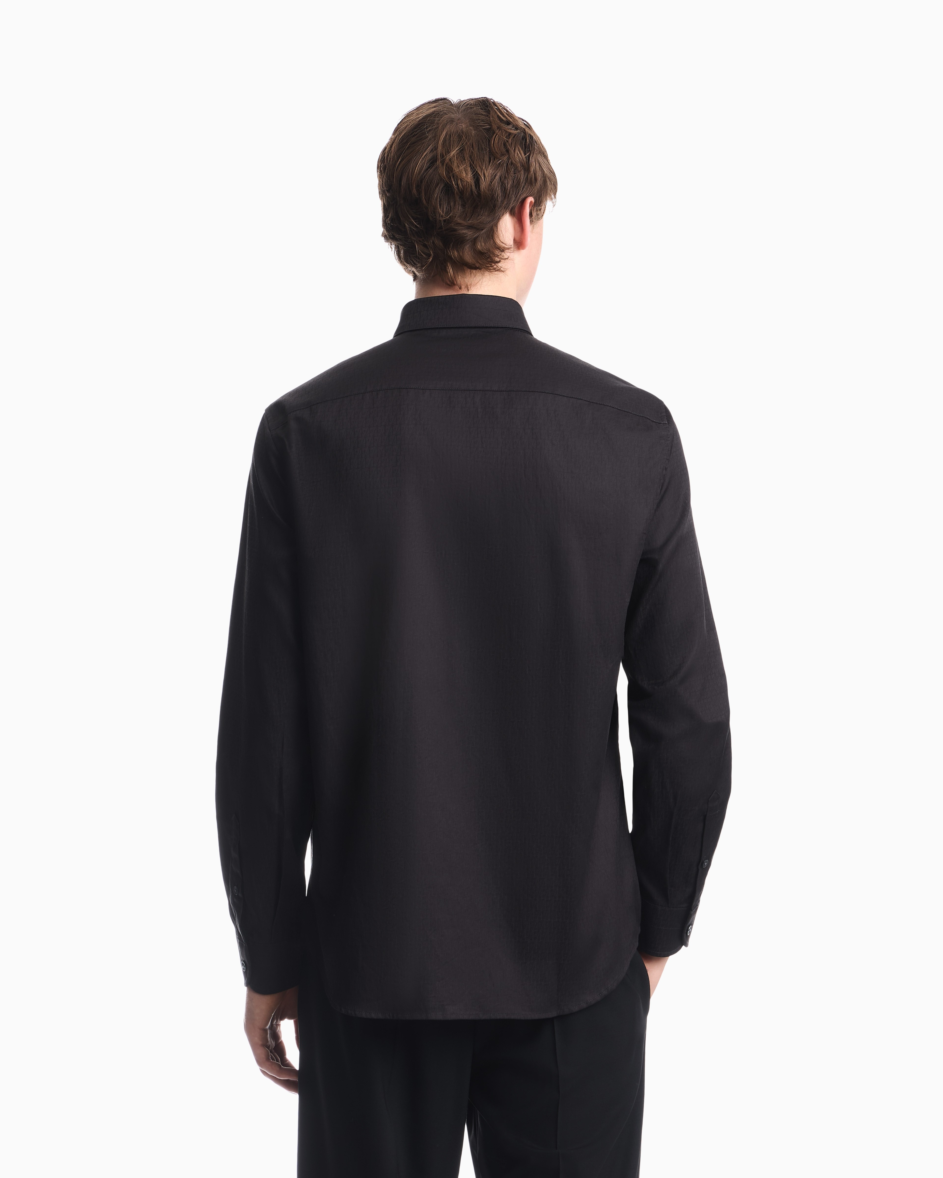 Emporio Armani Emporıo Armani Erkek Düğme Kapama Uzun Kol Çentikli Yaka Siyah1 Gömlek EM006704 AF18123-FC080