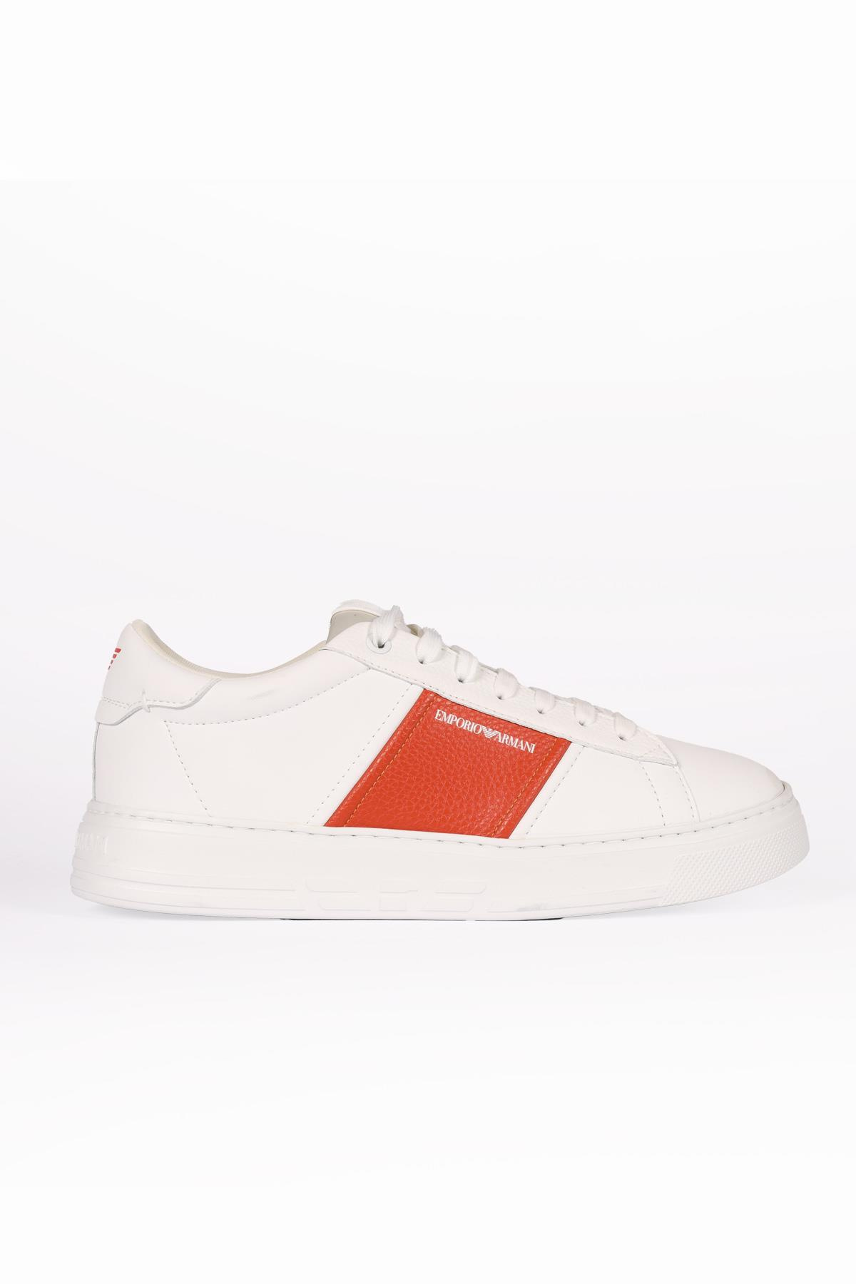 Emporio Armani Emporıo Armani Erkek Hakiki Deri Bağcıklı Beyaz Sneaker X4X570 XN840-A041