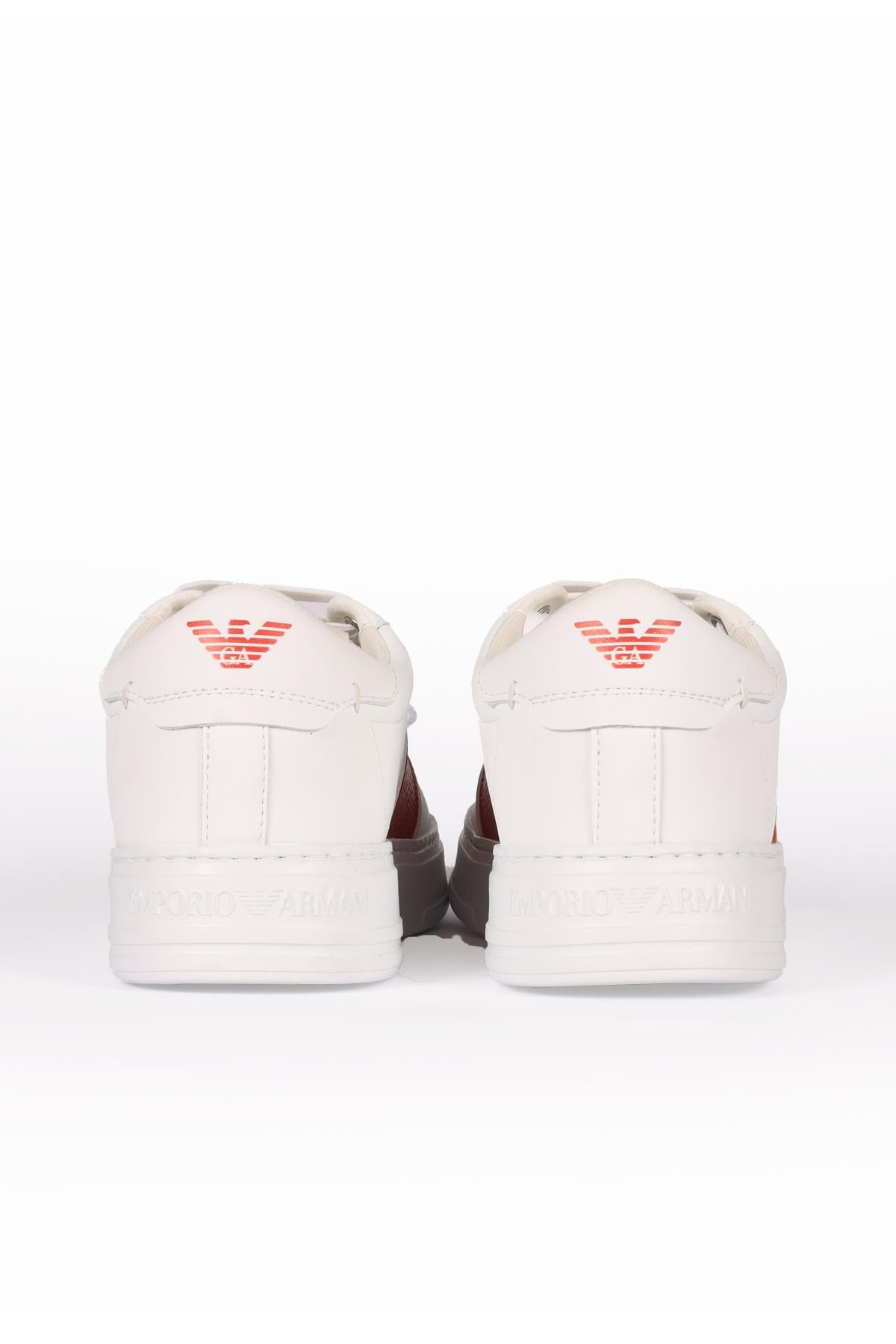 Emporio Armani Emporıo Armani Erkek Hakiki Deri Bağcıklı Beyaz Sneaker X4X570 XN840-A041