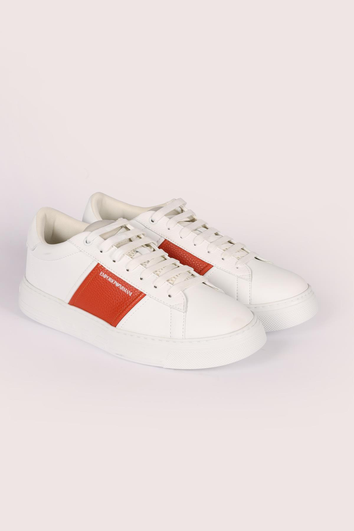 Emporio Armani Emporıo Armani Erkek Hakiki Deri Bağcıklı Beyaz Sneaker X4X570 XN840-A041
