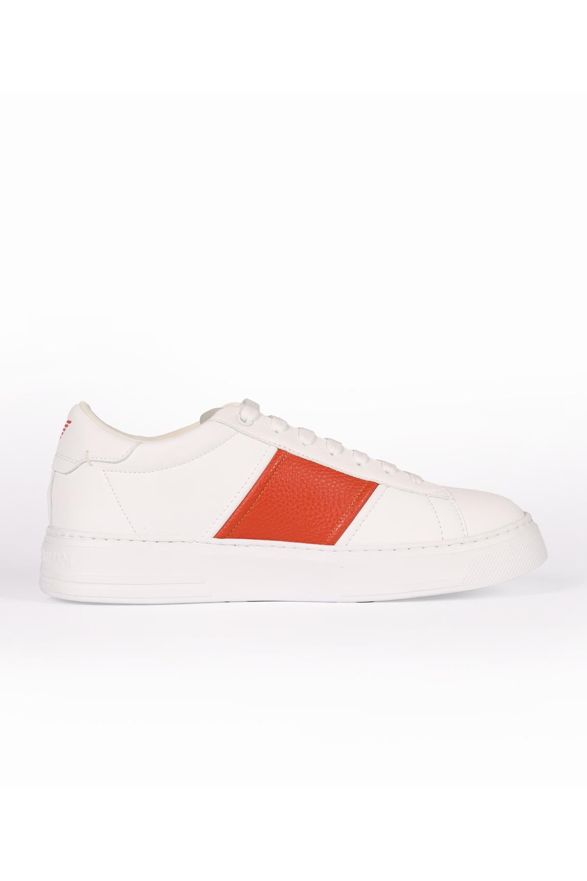 Emporio Armani Emporıo Armani Erkek Hakiki Deri Bağcıklı Beyaz Sneaker X4X570 XN840-A041