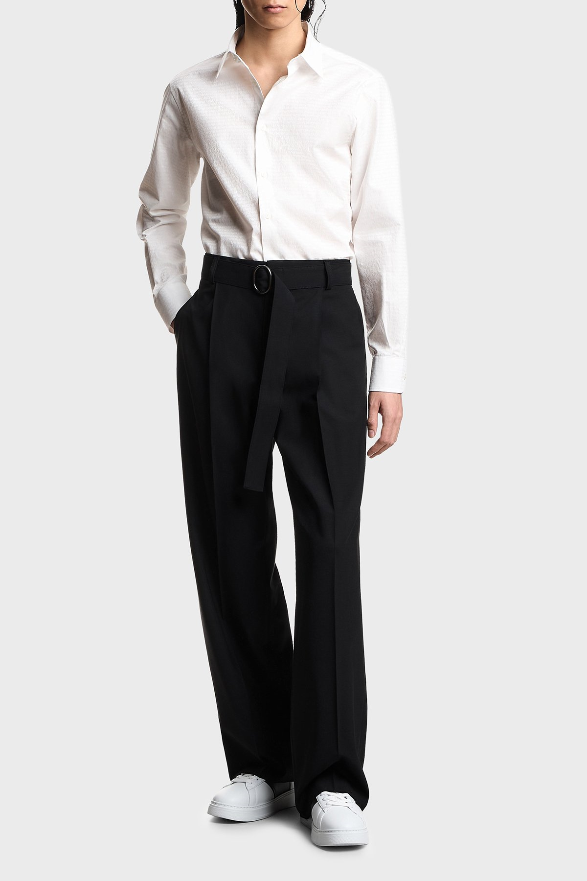 Emporio Armani Emporıo Armani Erkek İpek Karışımlı Regular Fit Gömlek Yaka Ekru Gömlek EM001537 AF18123-F0136