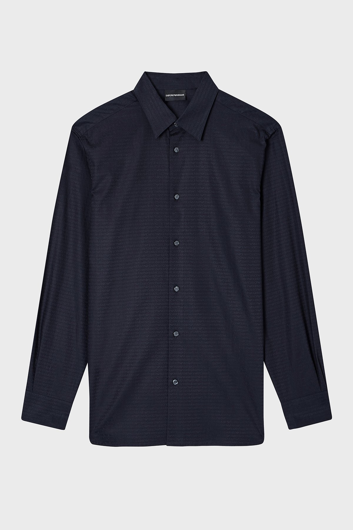 Emporio Armani Emporıo Armani Erkek İpek Karışımlı Regular Fit Gömlek Yaka Lacivert Gömlek EM001537 AF18123-FB319