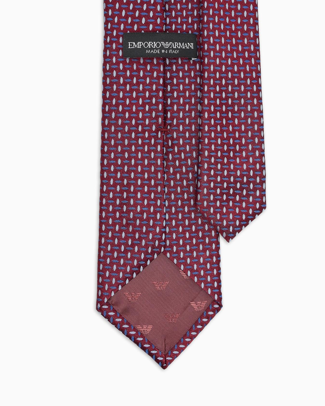 Emporio Armani Emporıo Armani Erkek Jakarlı Mikro Desenli Saf İpek Bordo Kravat EM001344 TE16540-F5072