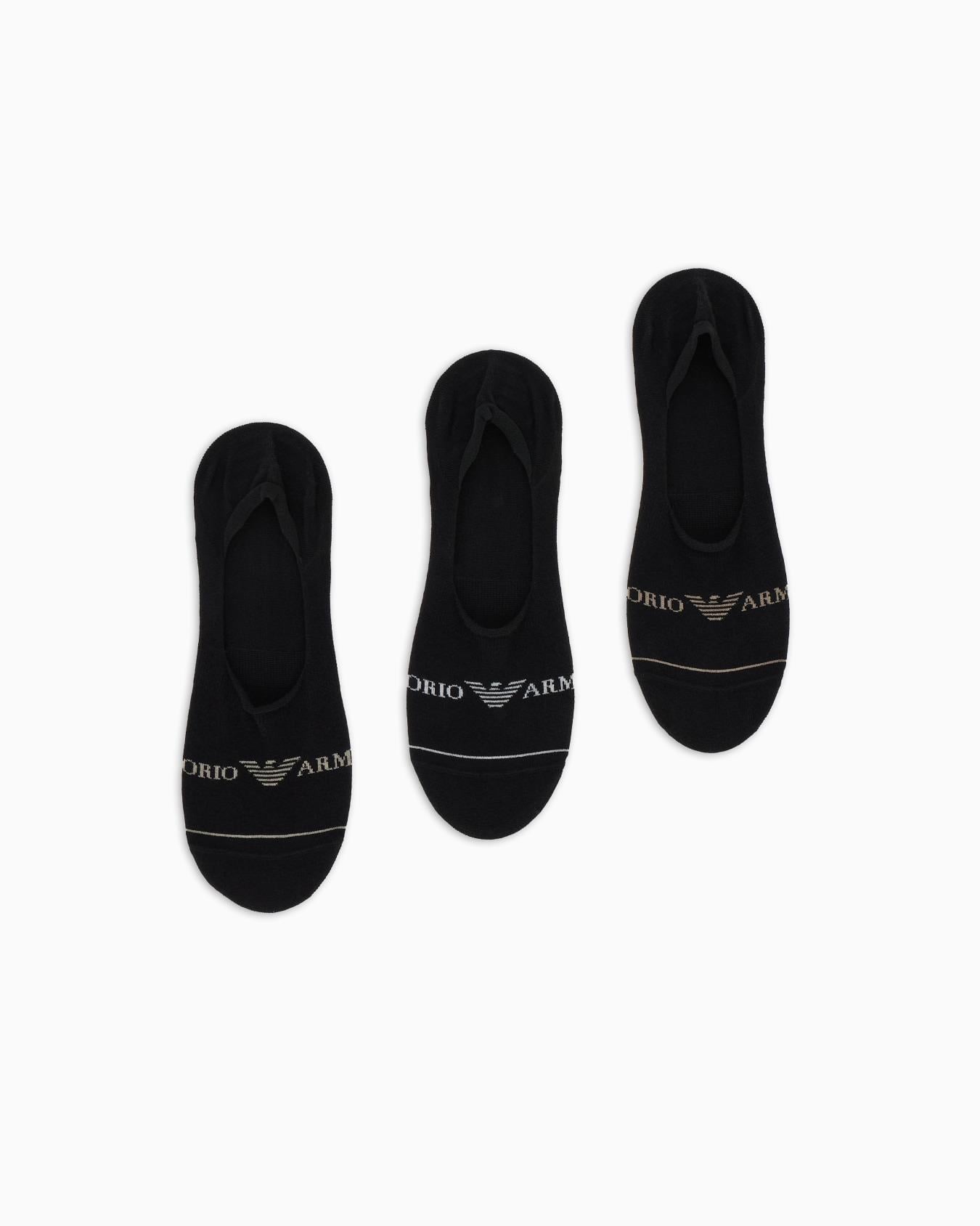 EMPORIO ARMANI Emporıo Armani Erkek Jakarlı Logolu Streç Pamuklu 3'lü Siyah Çorap EM000548 AF12276-MC061