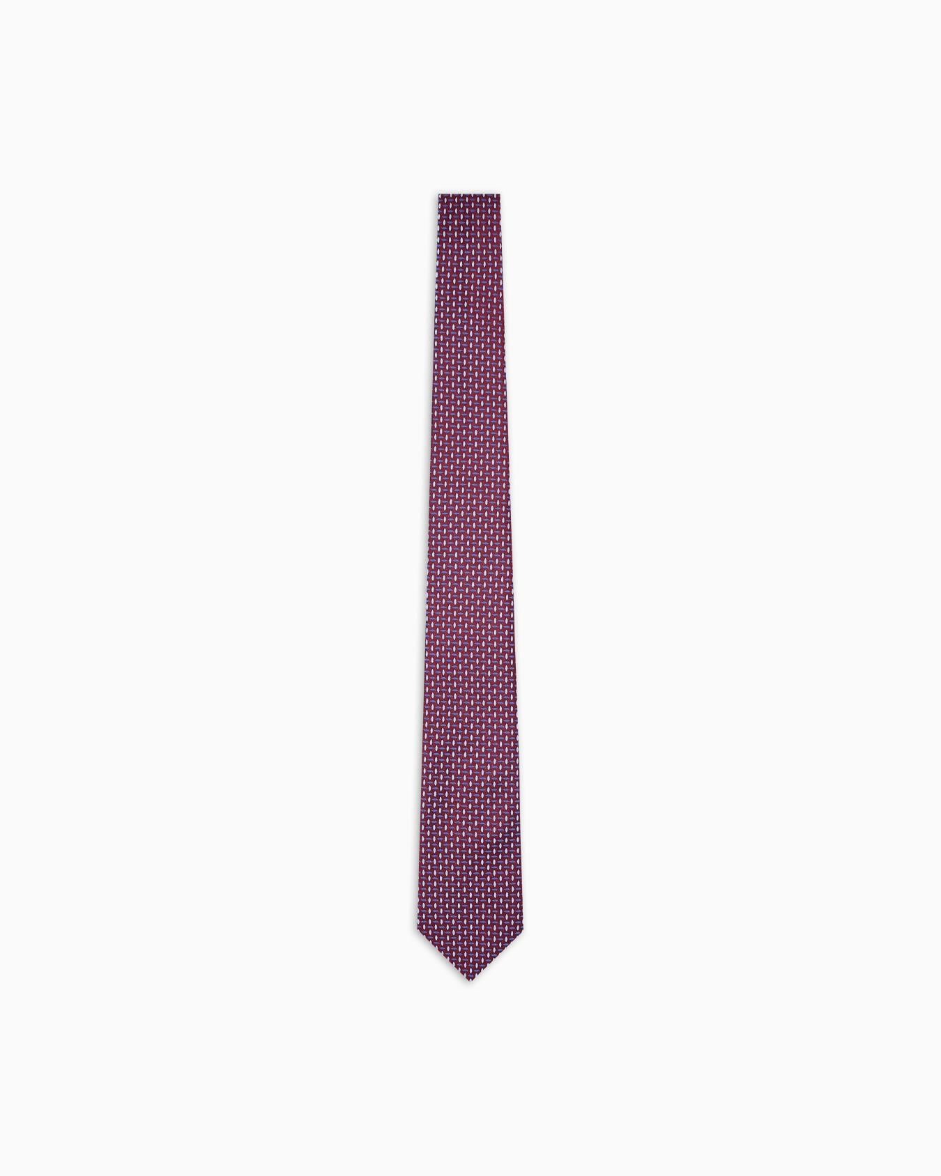 Emporio Armani Emporıo Armani Erkek Jakarlı Mikro Desenli Saf İpek Bordo Kravat EM001344 TE16540-F5072