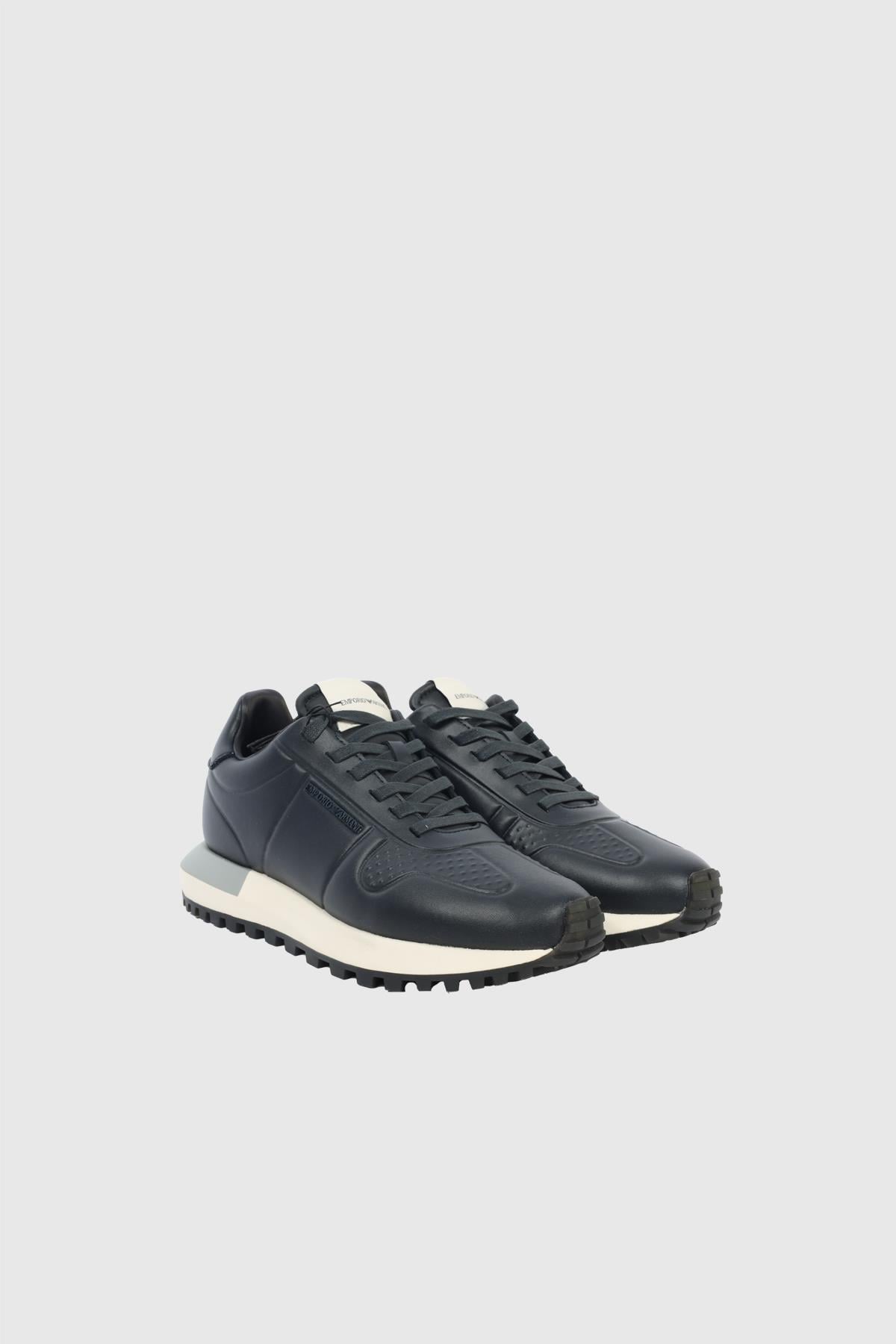 Emporio Armani Emporıo Armani Erkek Kaydırmaz Yüksek Rahat Taban Süet Lacivert Sneaker EM003740 AF19726-MB007