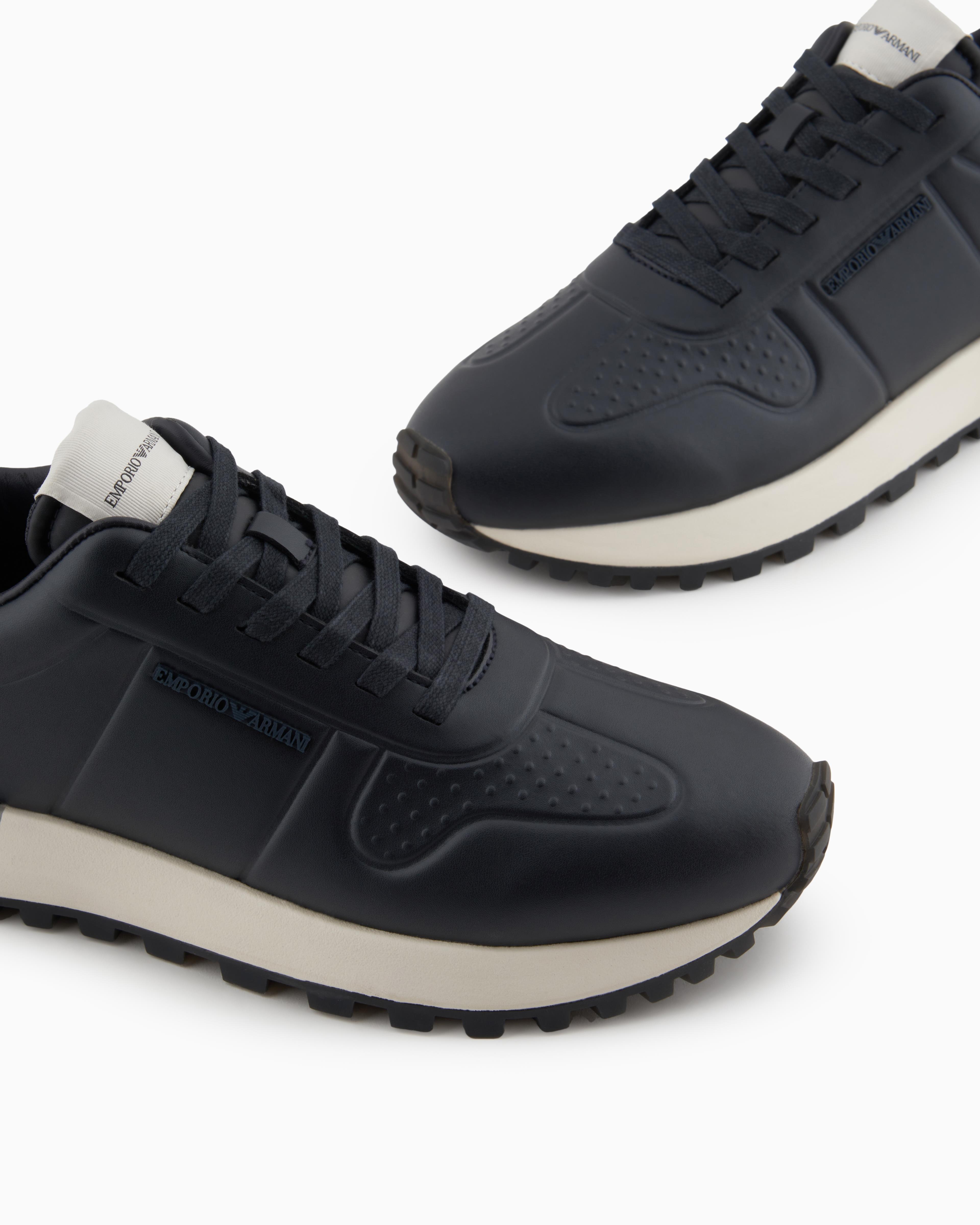 EMPORIO ARMANI Emporıo Armani Erkek Kaydırmaz Rahat Taban Deri Lacivert Sneaker X4X684 XR323-00285