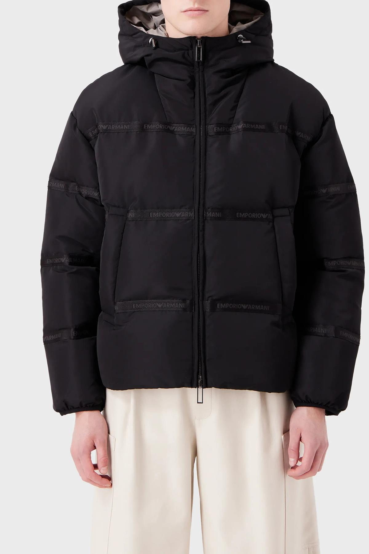 Emporio Armani Emporıo Armani Erkek Kapşonlu Yaka Marka Detaylı Fermuarlı Şişme Siyah Mont 6R1B90 1NCFZ-0999