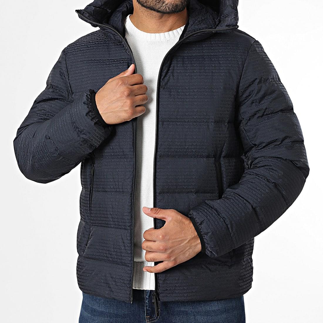 Emporio Armani Emporıo Armani Erkek Kapüşonlu Yaka % 100 Kuş Tüyü Kapitoneli Lacivert Mont EM003043 AF15384-UB118