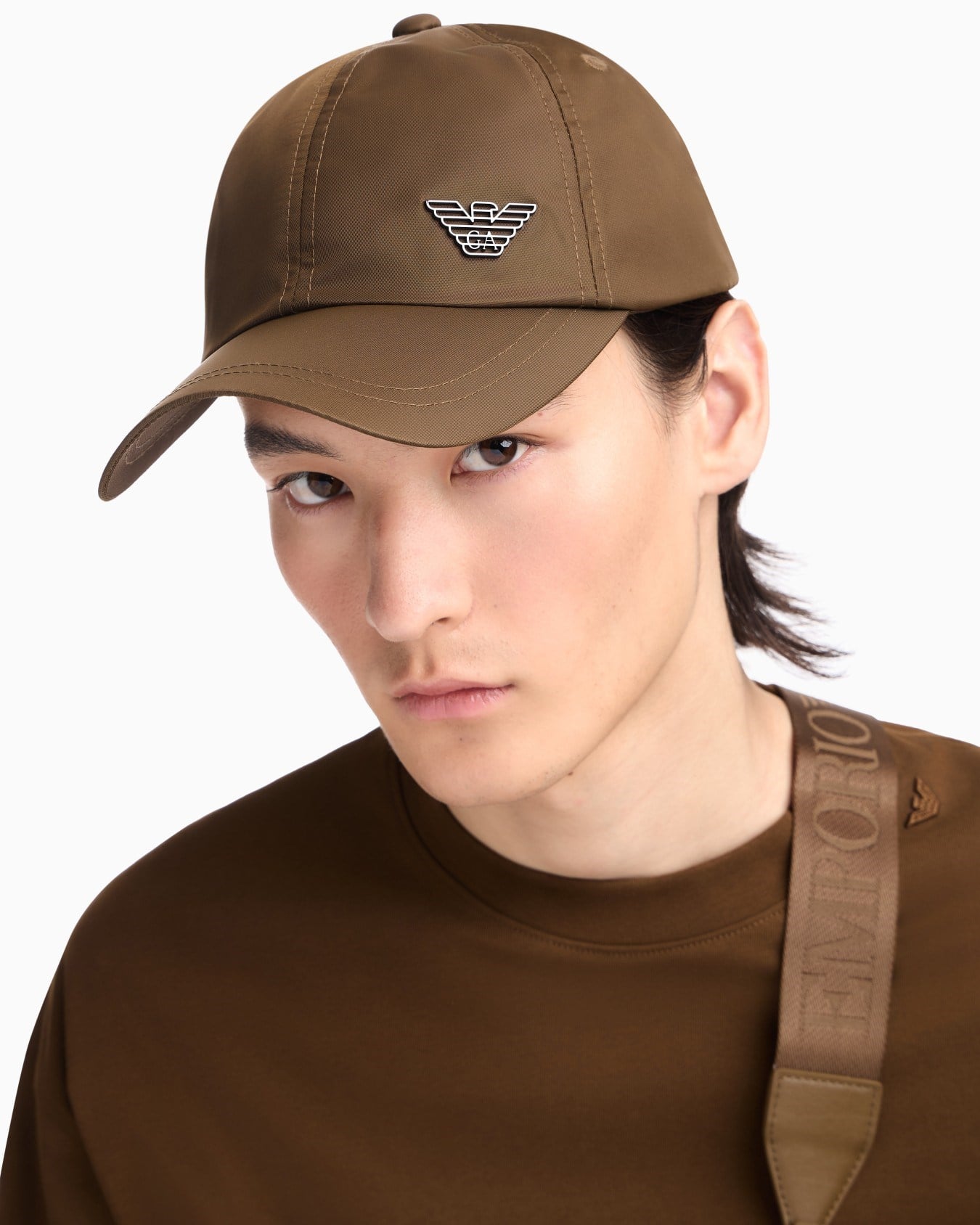 Emporio Armani Emporıo Armani Erkek Kartal Plakalı Ayarlanabilir Metal Tokalı Kahverengi Spor Şapka EM001962 AF13454-U6141