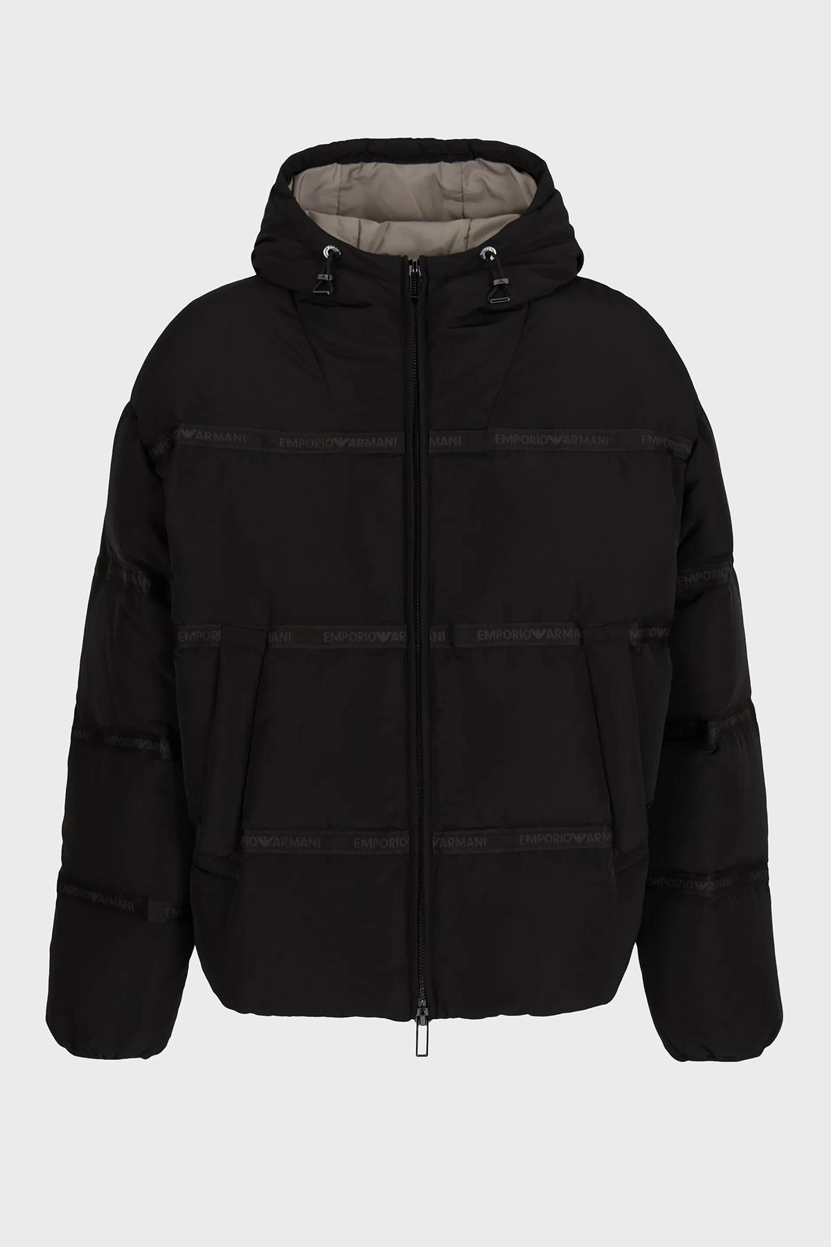 Emporio Armani Emporıo Armani Erkek Kapşonlu Yaka Marka Detaylı Fermuarlı Şişme Siyah Mont 6R1B90 1NCFZ-0999