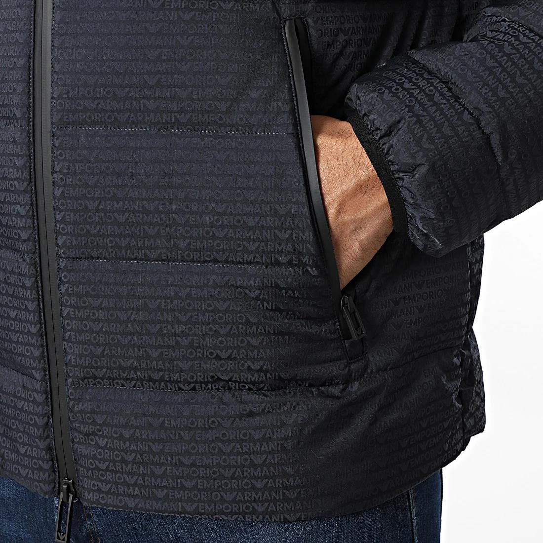 Emporio Armani Emporıo Armani Erkek Kapüşonlu Yaka % 100 Kuş Tüyü Kapitoneli Lacivert Mont EM003043 AF15384-UB118