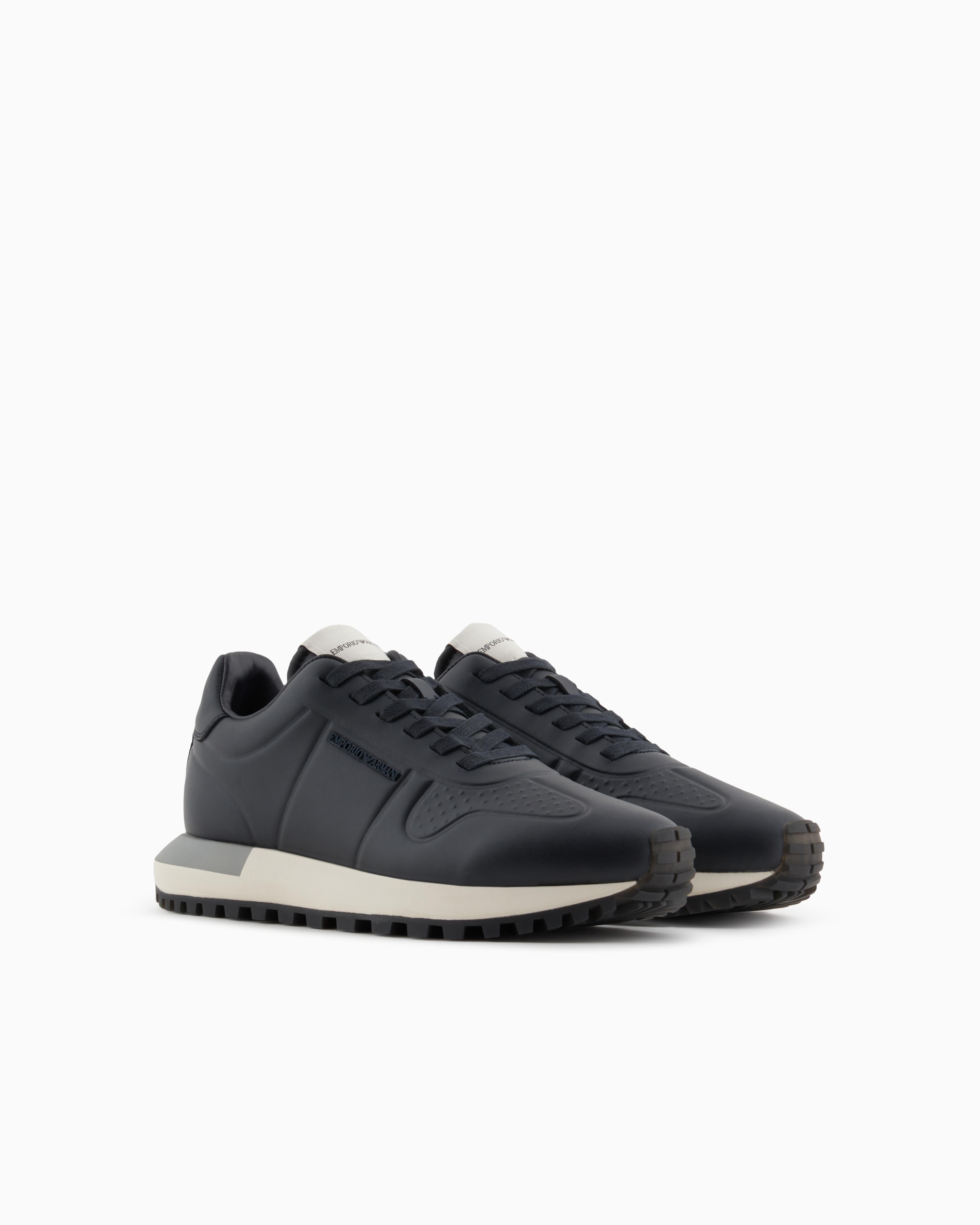EMPORIO ARMANI Emporıo Armani Erkek Kaydırmaz Rahat Taban Deri Lacivert Sneaker X4X684 XR323-00285