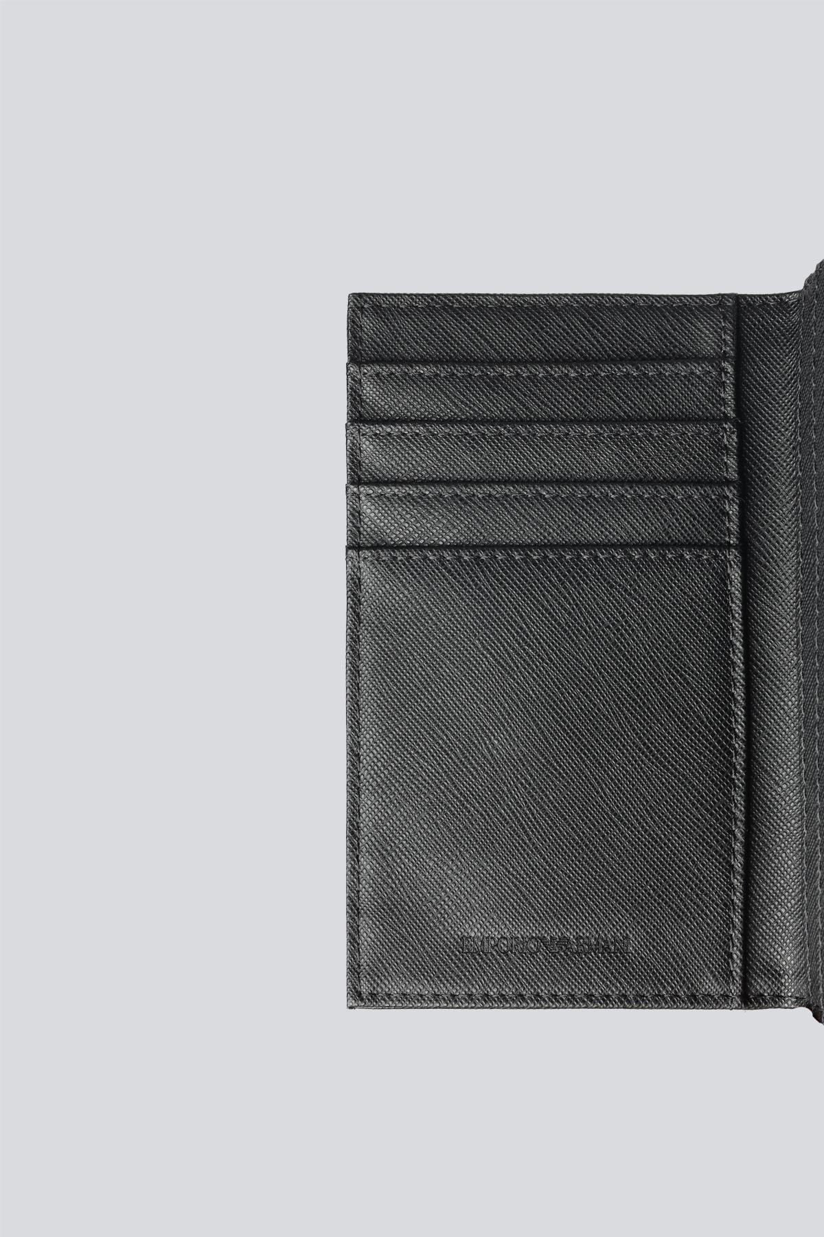 EMPORIO ARMANI Emporıo Armani Erkek Kartal Kabartma Desenli Ekstra Kart Bölmeli Siyah Kartlık EM002544 AF13805-UC001
