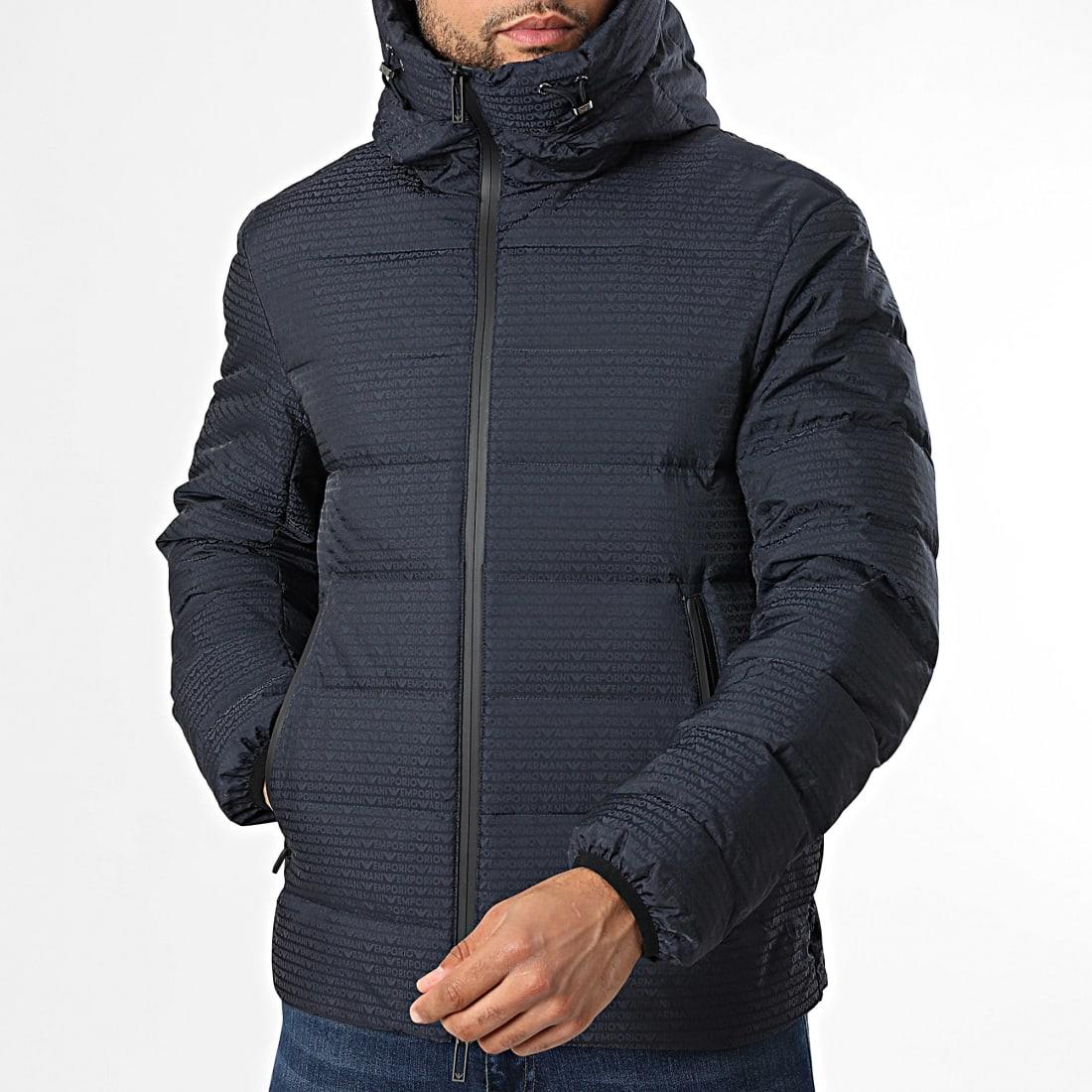 Emporio Armani Emporıo Armani Erkek Kapüşonlu Yaka % 100 Kuş Tüyü Kapitoneli Lacivert Mont EM003043 AF15384-UB118