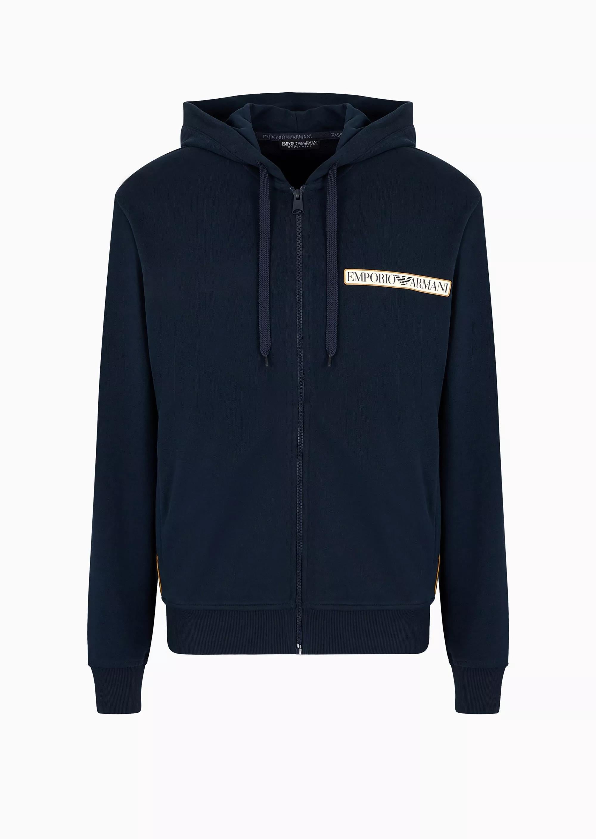 Emporio Armani Emporıo Armani Erkek Kapşonlu Yaka Fermuarlı Uzun Kollu Lacivert Sweatshirt 112053 3F573-00135