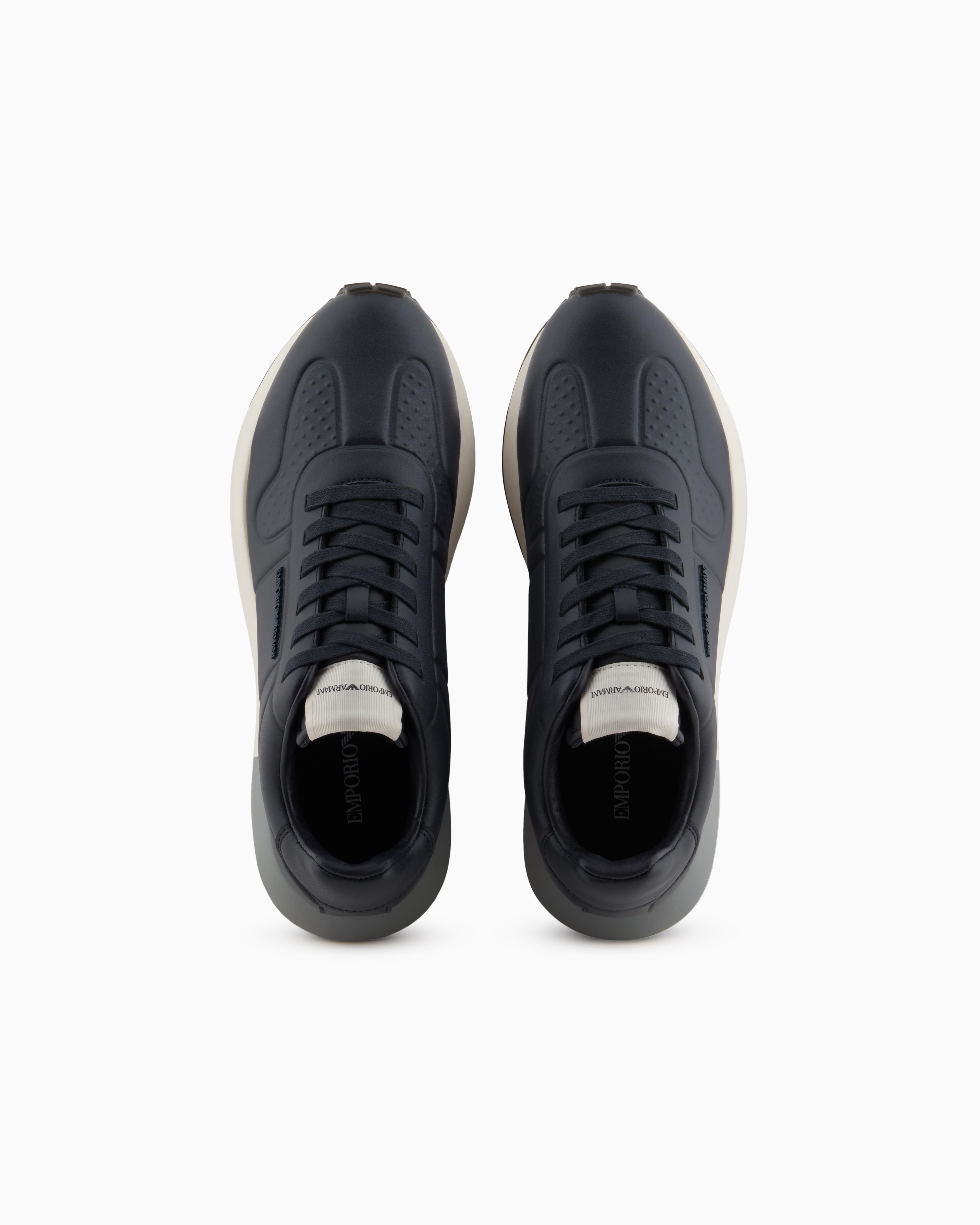 EMPORIO ARMANI Emporıo Armani Erkek Kaydırmaz Rahat Taban Deri Lacivert Sneaker X4X684 XR323-00285