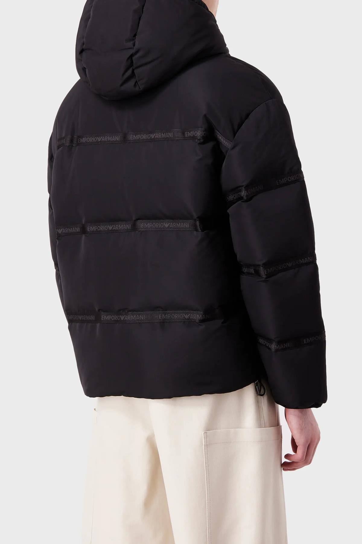 Emporio Armani Emporıo Armani Erkek Kapşonlu Yaka Marka Detaylı Fermuarlı Şişme Siyah Mont 6R1B90 1NCFZ-0999