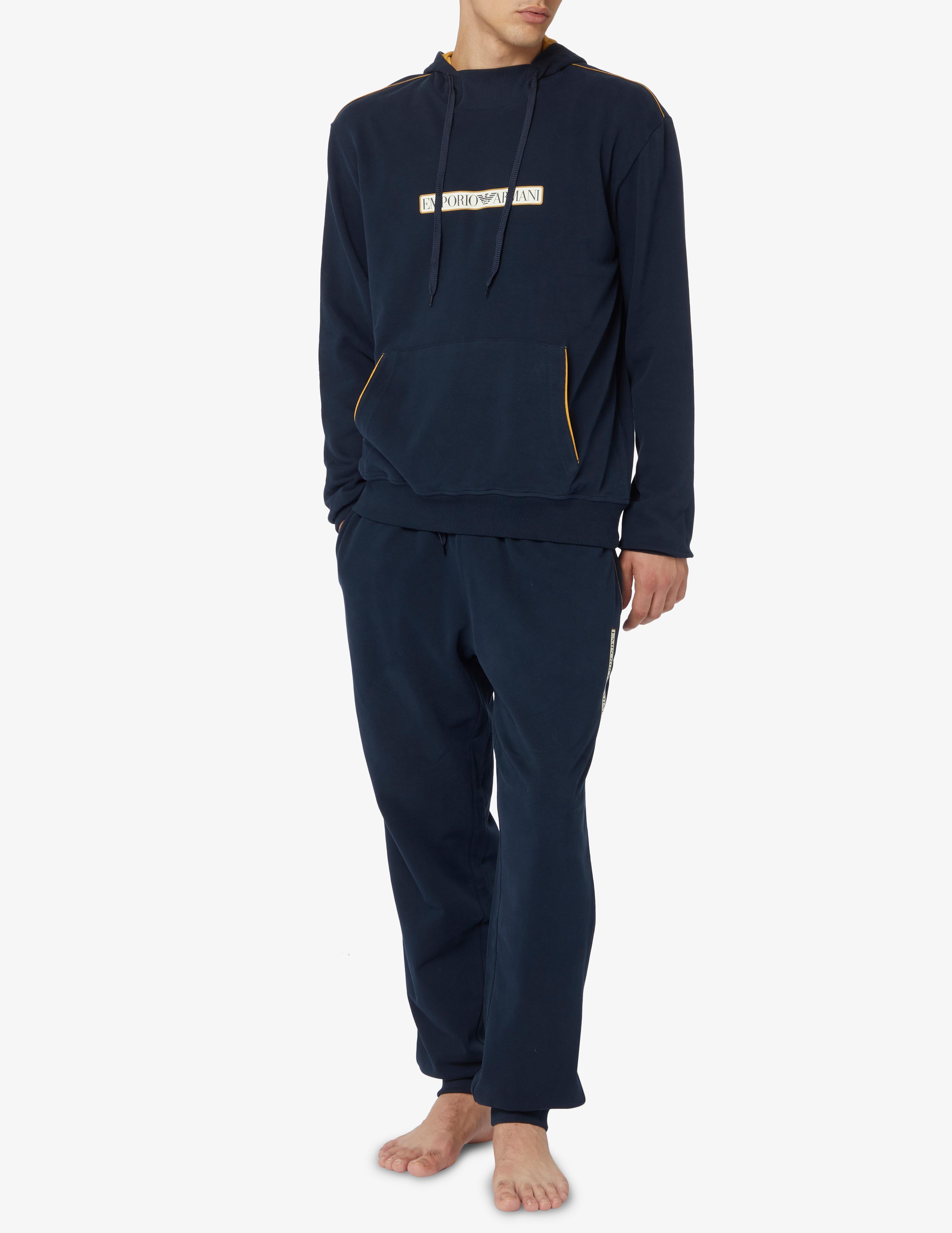 Emporio Armani Emporıo Armani Erkek Kapşonlu Yaka Regular Fit Pamuklu Uzun Kollu Lacivert Sweatshirt 112052 3F573-00135
