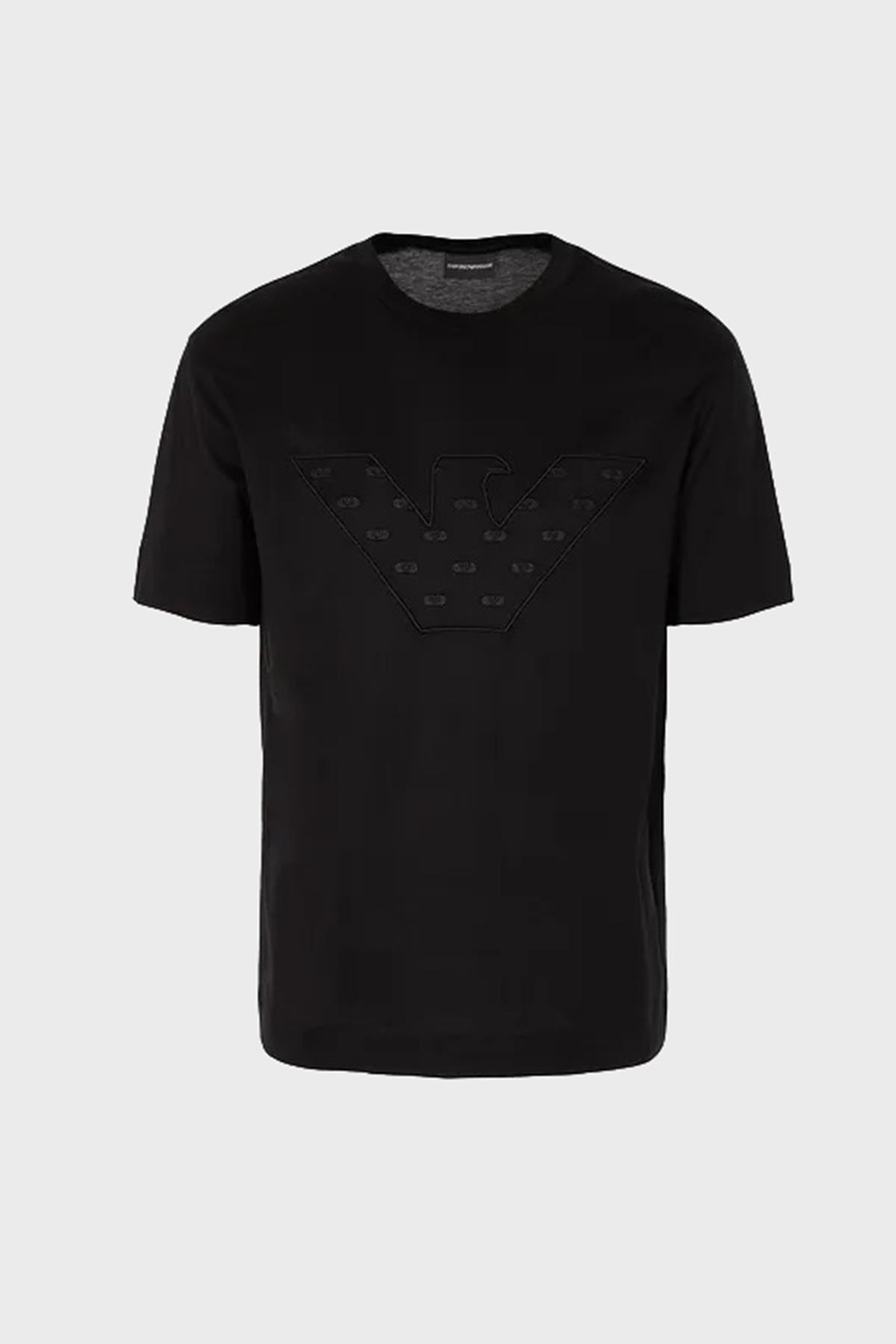 Emporio Armani Emporıo Armani Erkek Kısa Boy Dokuma Kumaş Yazlık Kullanım Siyah T-Shirt 6R1T78 1JUVZ-0999