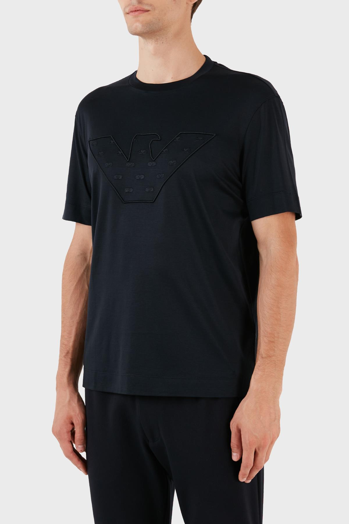 Emporio Armani Emporıo Armani Erkek Kısa Boy Dokuma Kumaş Yazlık Kullanım Lacivert T-Shirt 6R1T78 1JUVZ-0920