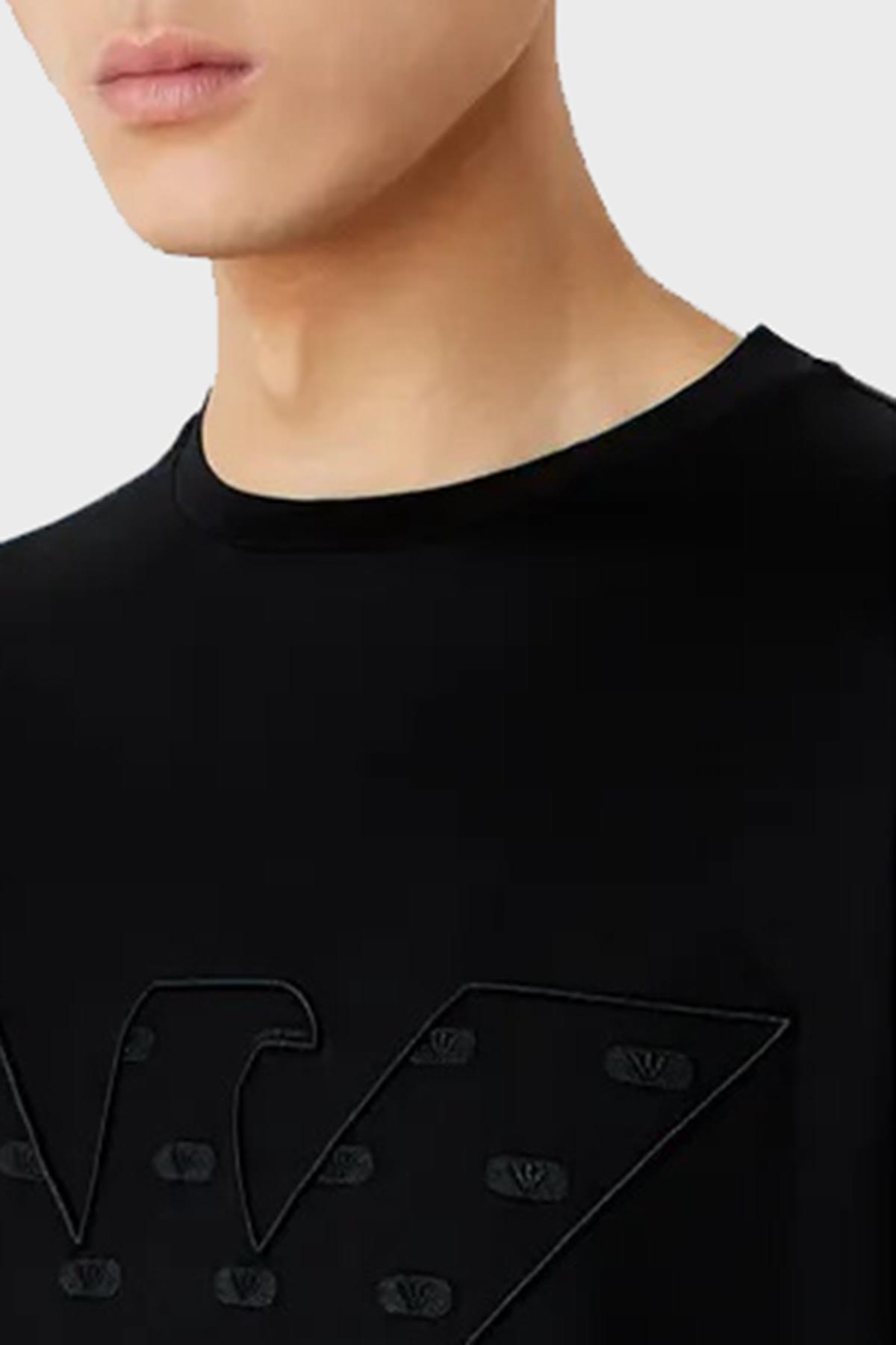Emporio Armani Emporıo Armani Erkek Kısa Boy Dokuma Kumaş Yazlık Kullanım Siyah T-Shirt 6R1T78 1JUVZ-0999