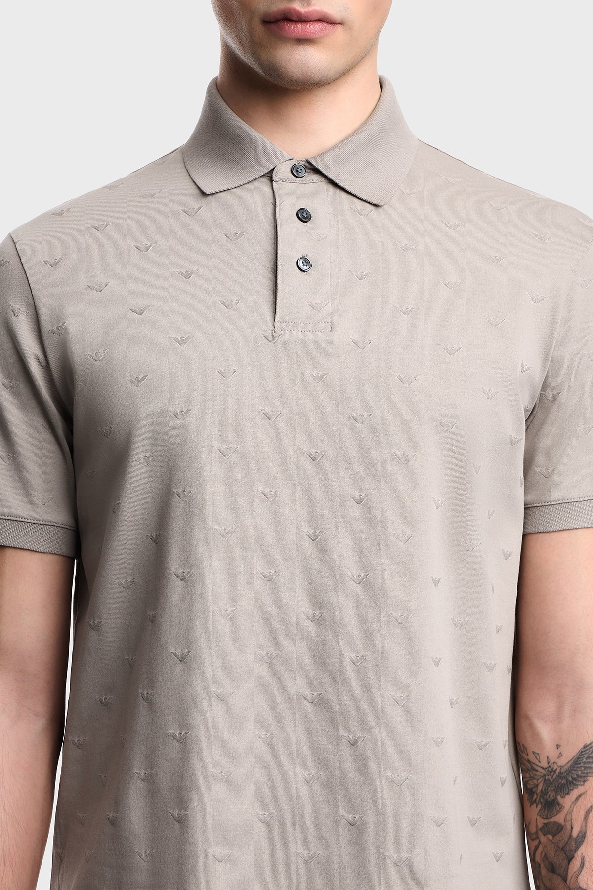 Emporio Armani Emporıo Armani Erkek Kısa Kol Pamuklu Regular Fit Gri Polo Yaka T-Shirt EM004912 AF10762-F6219