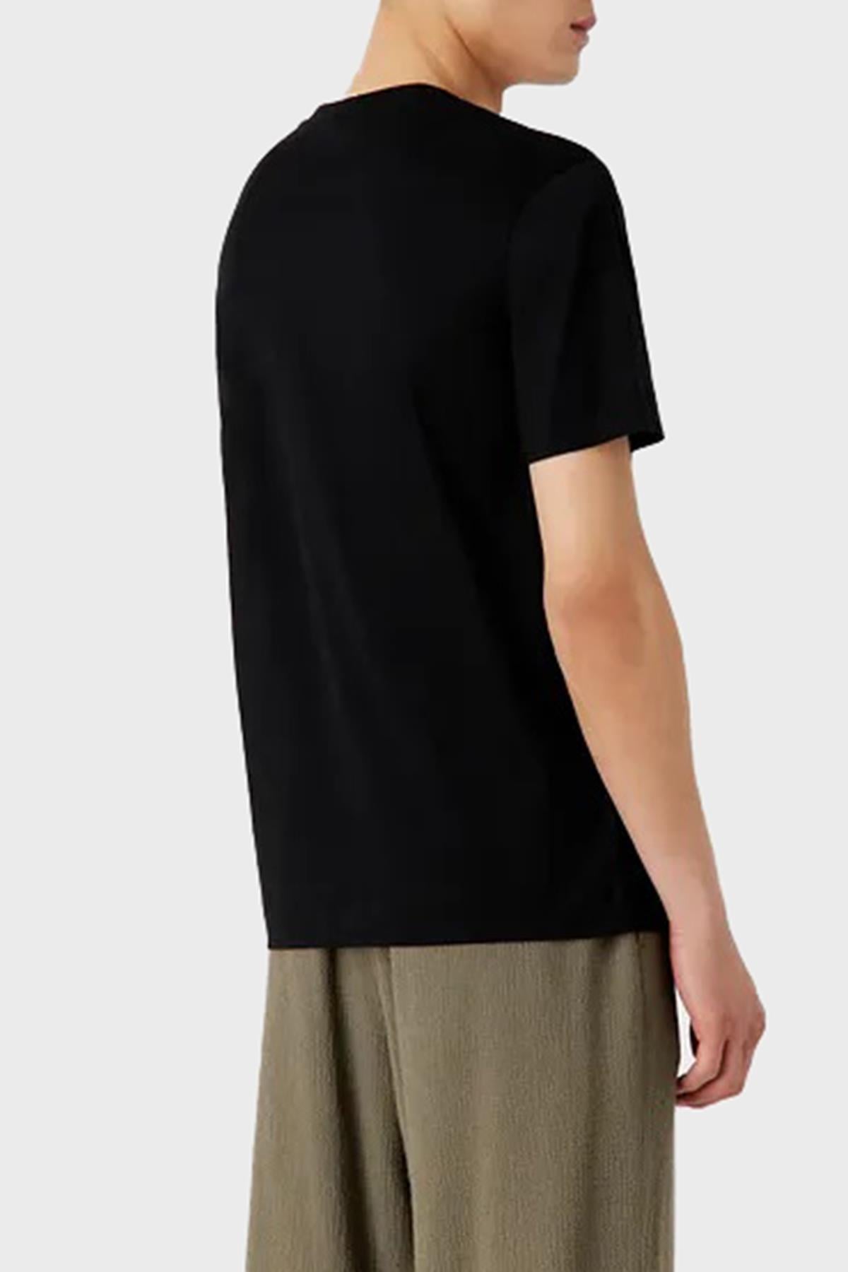 Emporio Armani Emporıo Armani Erkek Kısa Boy Dokuma Kumaş Yazlık Kullanım Siyah T-Shirt 6R1T78 1JUVZ-0999