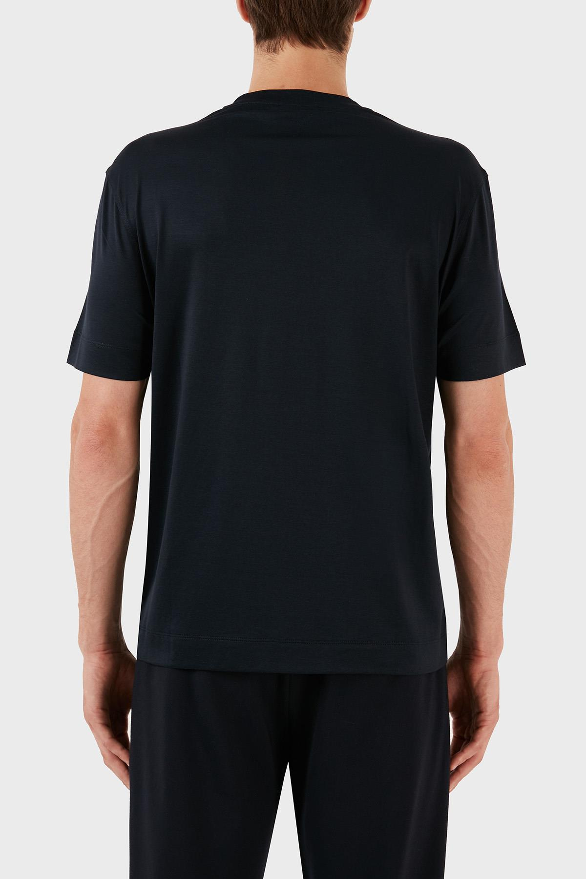 Emporio Armani Emporıo Armani Erkek Kısa Boy Dokuma Kumaş Yazlık Kullanım Lacivert T-Shirt 6R1T78 1JUVZ-0920