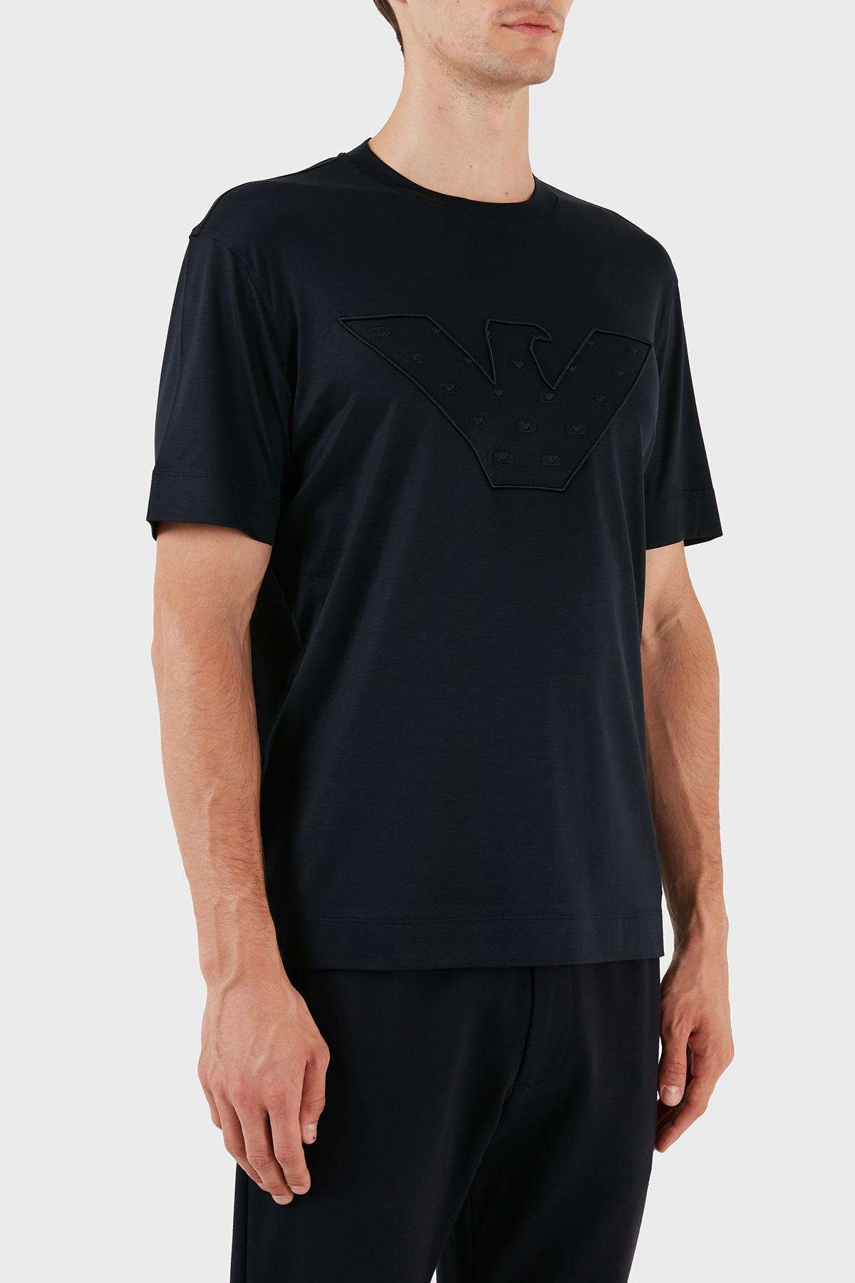 Emporio Armani Emporıo Armani Erkek Kısa Boy Dokuma Kumaş Yazlık Kullanım Lacivert T-Shirt 6R1T78 1JUVZ-0920