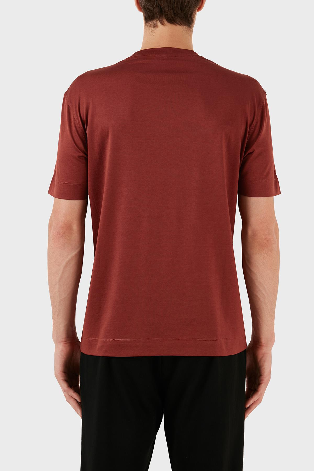 Emporio Armani Emporıo Armani Erkek Kısa Boy Dokuma Kumaş Yazlık Kullanım Bordo T-Shirt 6R1T78 1JUVZ-0454