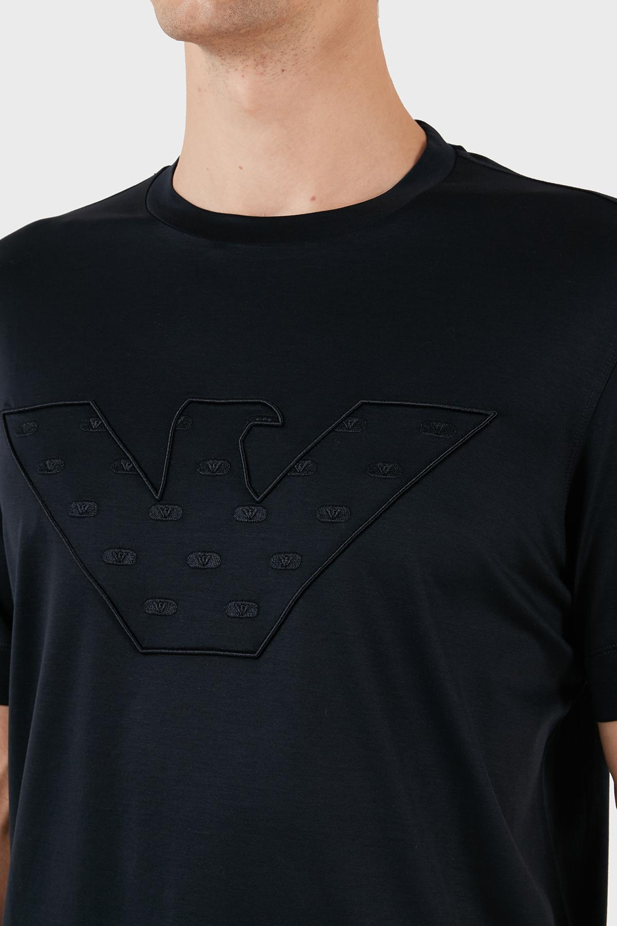 Emporio Armani Emporıo Armani Erkek Kısa Boy Dokuma Kumaş Yazlık Kullanım Lacivert T-Shirt 6R1T78 1JUVZ-0920