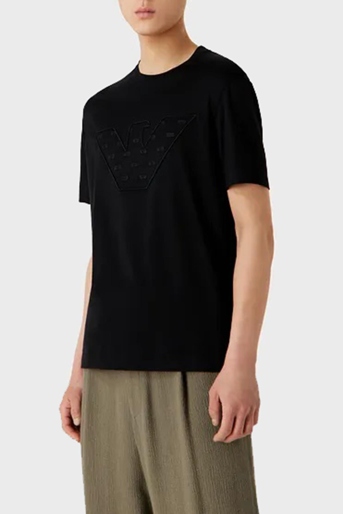 Emporio Armani Emporıo Armani Erkek Kısa Boy Dokuma Kumaş Yazlık Kullanım Siyah T-Shirt 6R1T78 1JUVZ-0999
